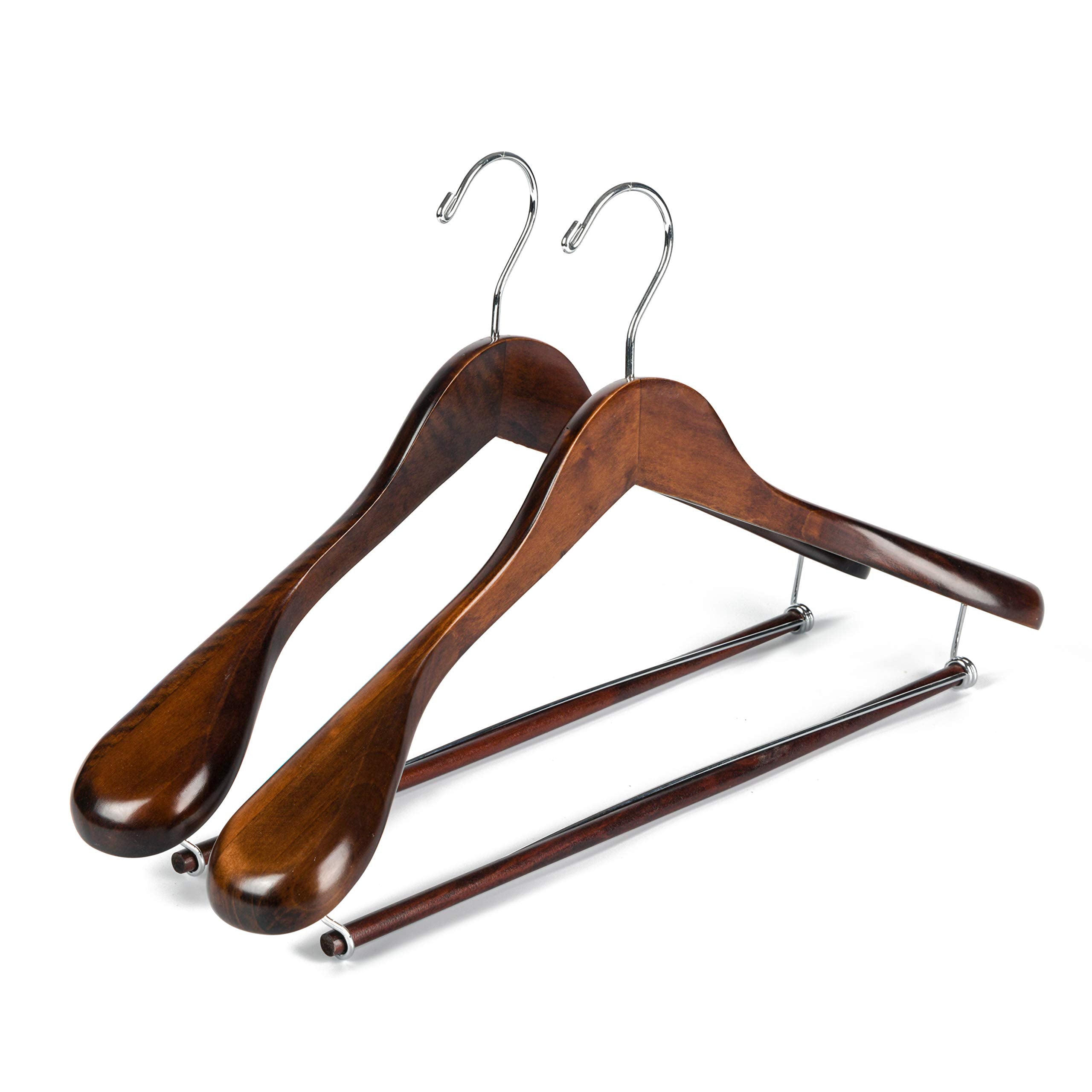 Quality Luxury Wooden Suit Hangers Wide Wood Hanger for Coats and Pants Retro Finish - Like New