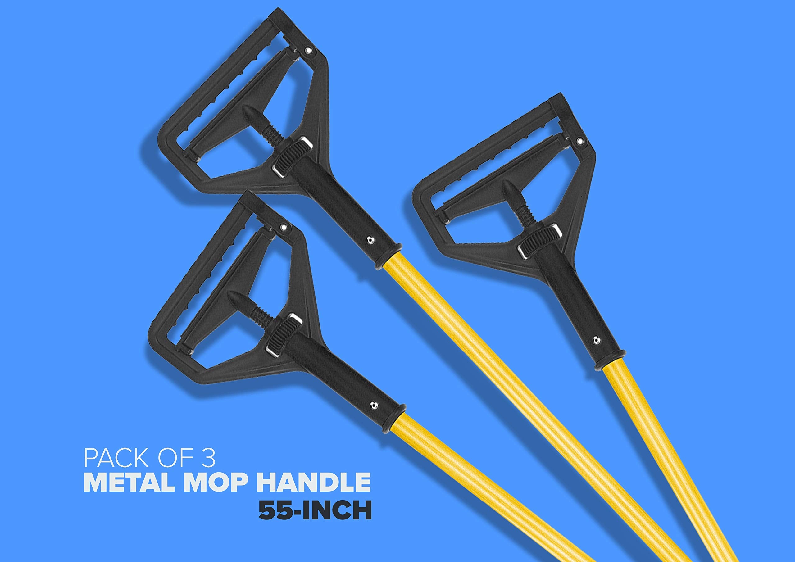 Alpine Industries Commercial Quick-Change Iron Mop Handle - Professional Mopping Tube w/Metal Gripper for Rags - Heavy Duty Stick & Mop Head Replacement Holder - Like New