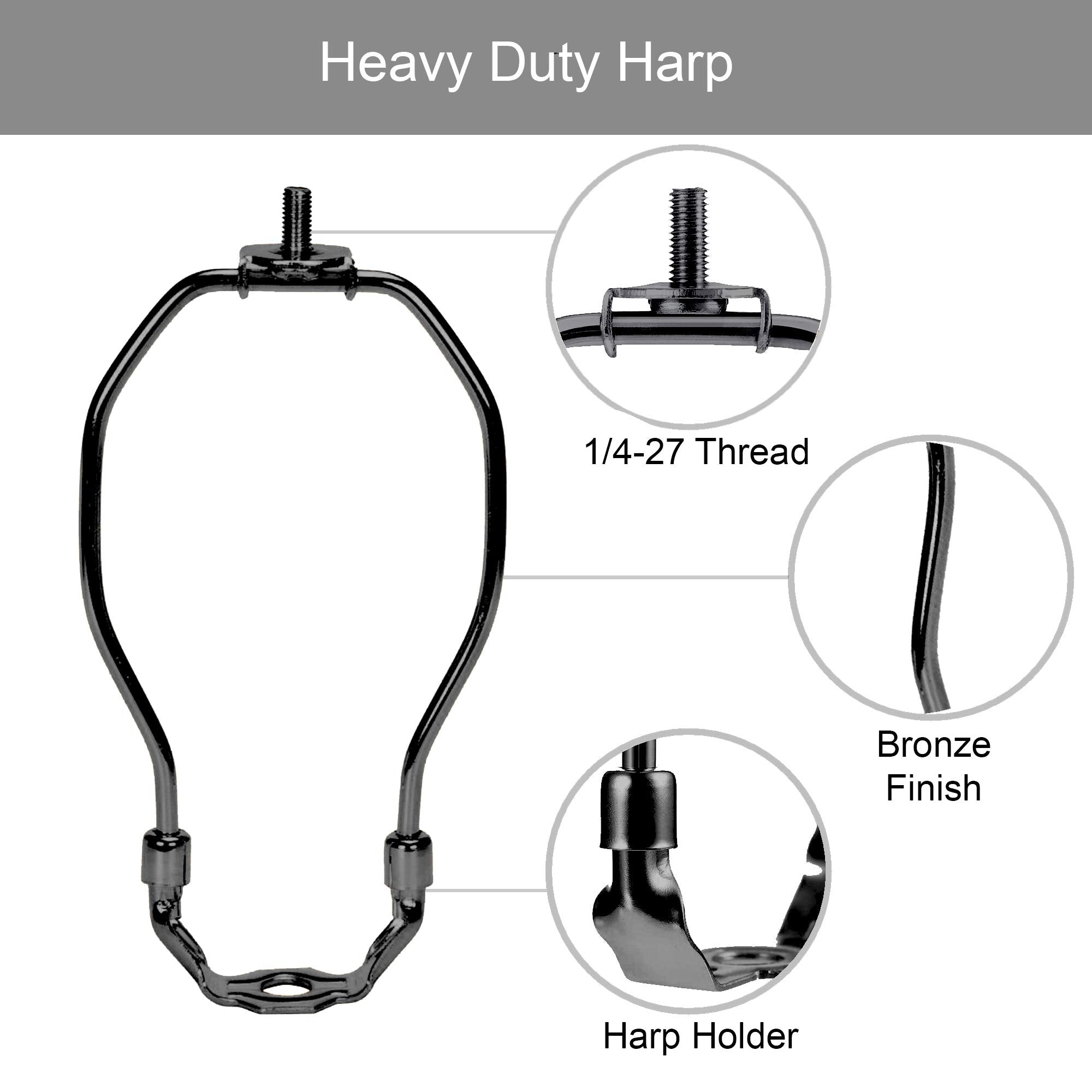 Dysmio Lighting Inch Heavy Duty Lamp Harp Fitter for Lamp Shades Pack of 2 - Like New