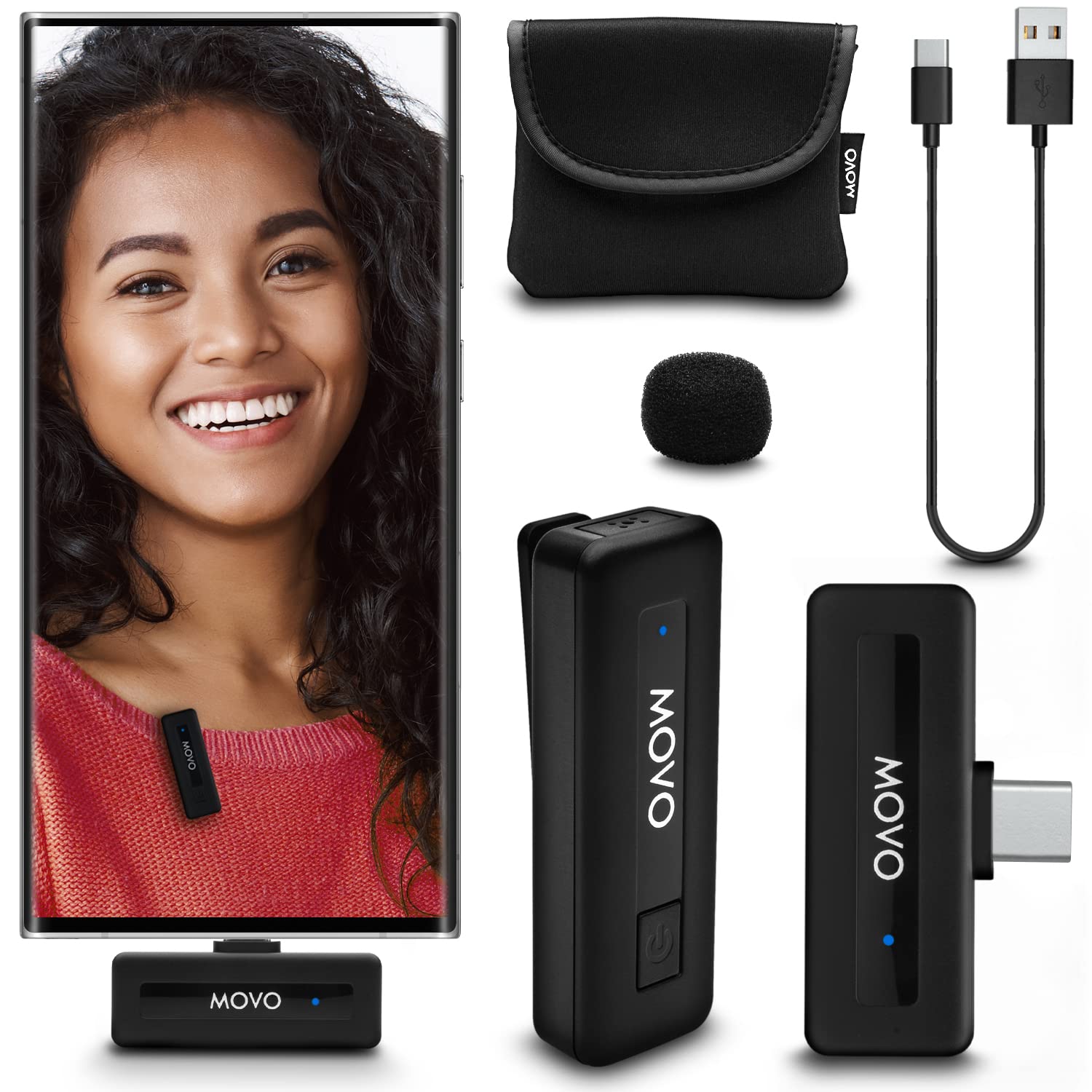 Movo Wireless Mini UC USB-C Wireless Microphone for Android - Wireless Lavalier Mic for Android Phones, Laptops, iPad Pro, and More - Good