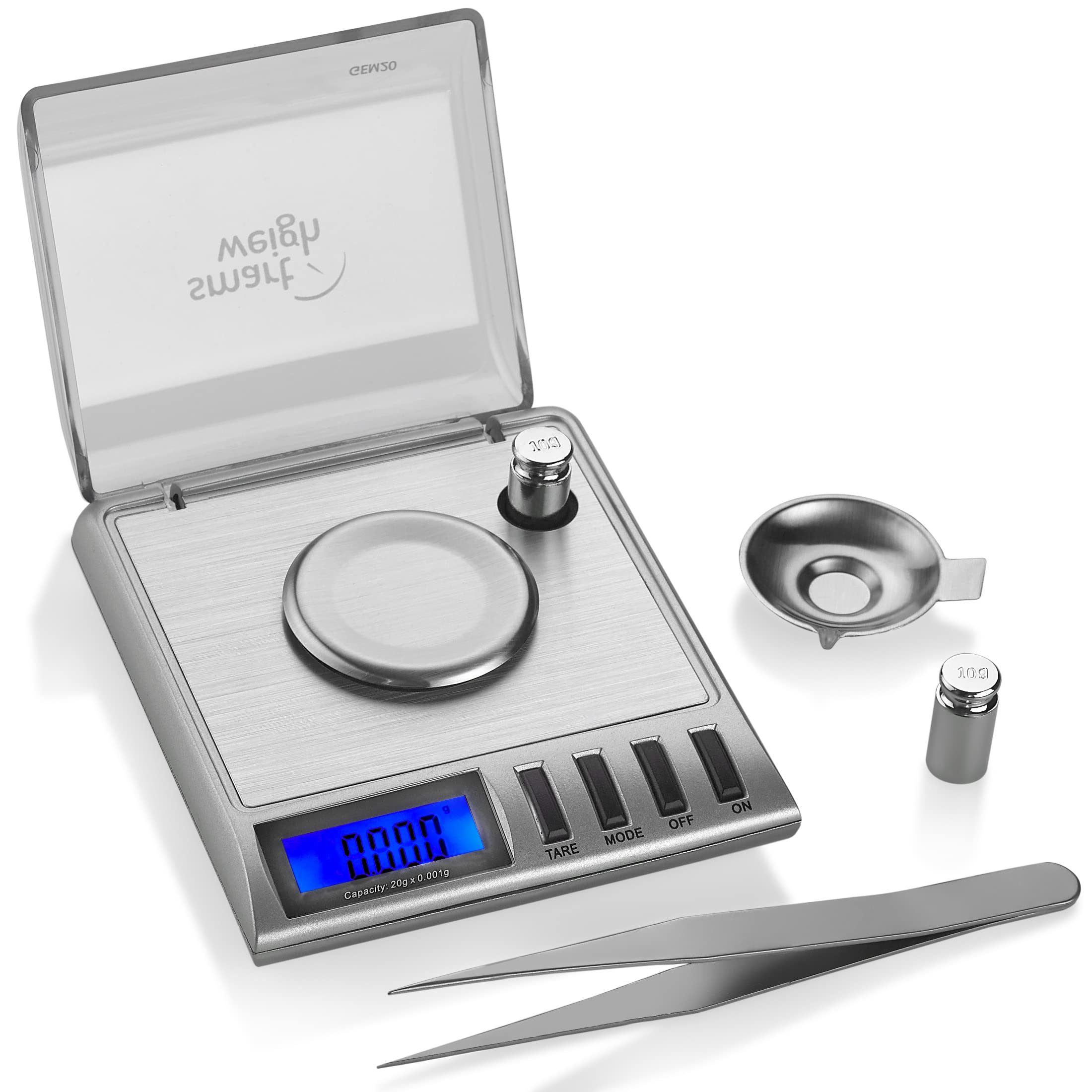 Smart Weigh GEM20-20g x 0.001 grams, High Precision Digital Milligram Jewelry Scale, Reloading, Jewelry and Gems Scale, Calibration Weights and Tweezers Included - Like New