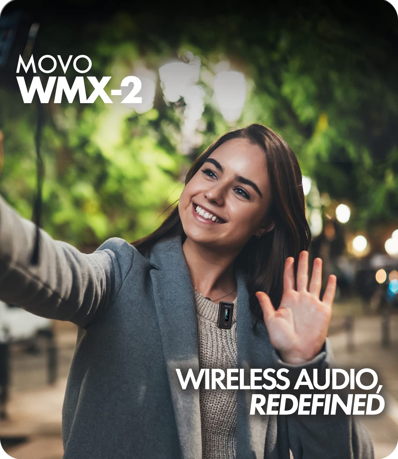 Movo WMX-2 Wireless Camera Microphone with Charging Case - Wireless Lapel Mic - 7HR Battery, 328' Range, Adjustable Gain, & LED Display - Very Good