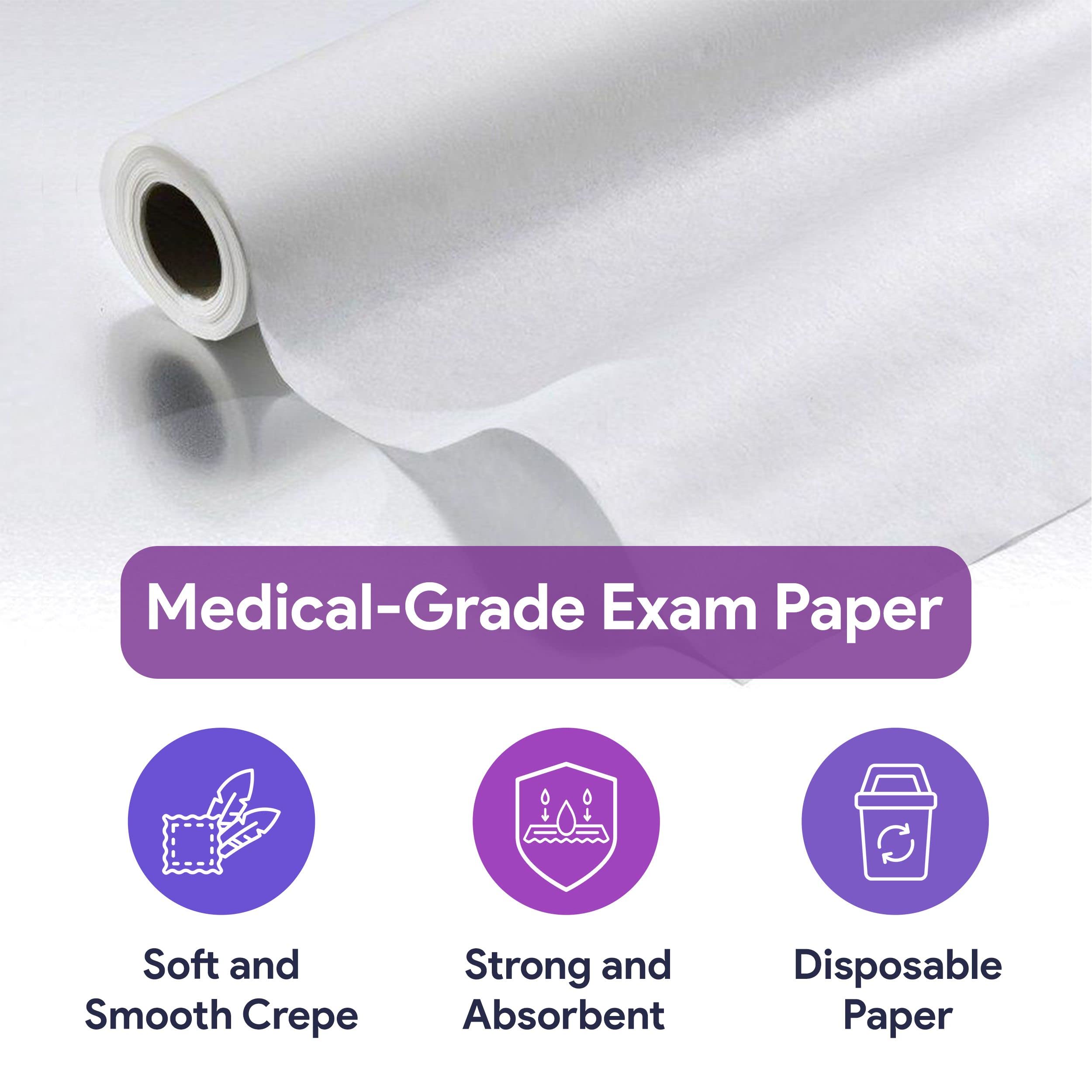 Exam Table Paper - High-Quality Disposable Exam Paper - Soft and Smooth Chiropractic Face Paper and Changing Table Paper - Strong and Absorbent Bed Paper Roll Medical - Like New