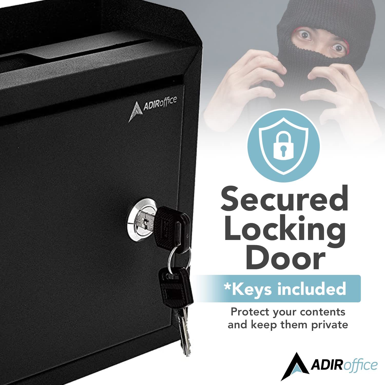 AdirCorp. Wall Mountable Steel Suggestion Box with Lock - Donation Box - Collection Box - Ballot Box - Key Drop Box - Like New