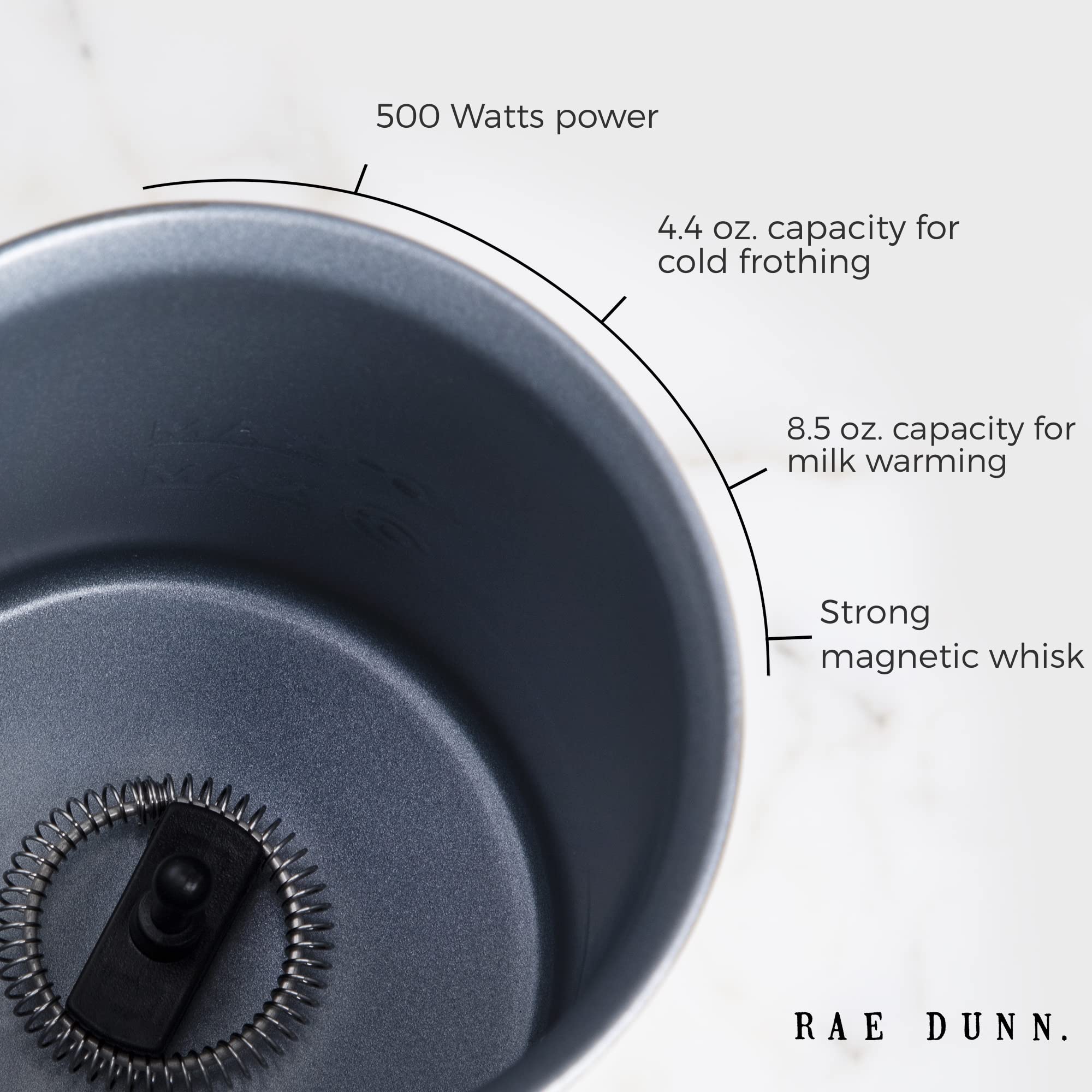 Rae Dunn Electric Milk Frother Steamer -Electric Milk Steamer and Frother, Milk Warmer, Hot & Cold Foam Maker for Coffee, Latte, Cappuccino, Macchiato - 550 Watt Stylish Automatic Milk Frother - Very Good