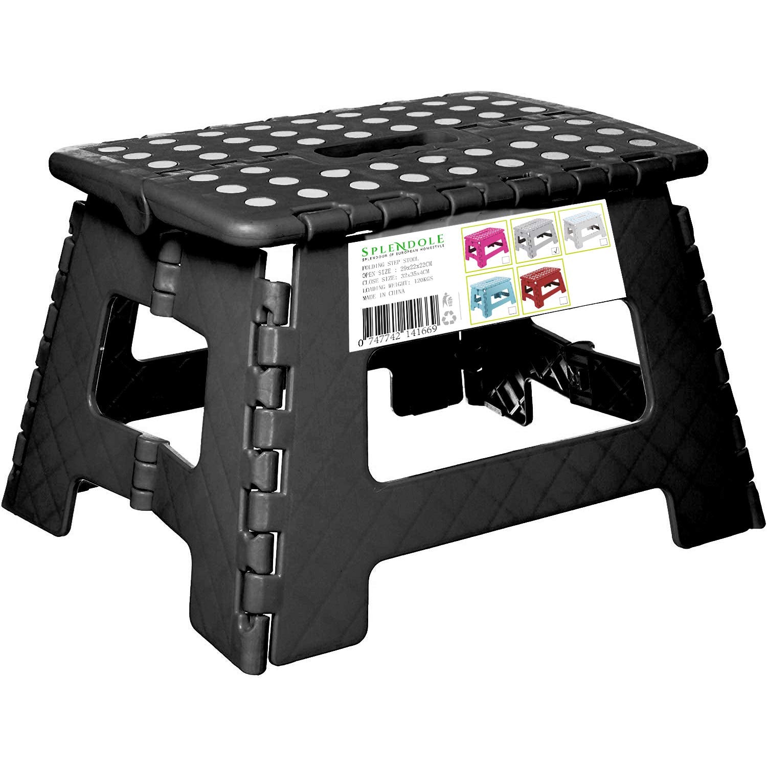Splendole Small Folding Step Stool | Step Platform Equipped with a 9 Inch Anti Slip Top | Portable Compact Foldable Step Ladder for Bathroom, Garden, Library, Kitchen, School, Closet & Shower - Like New
