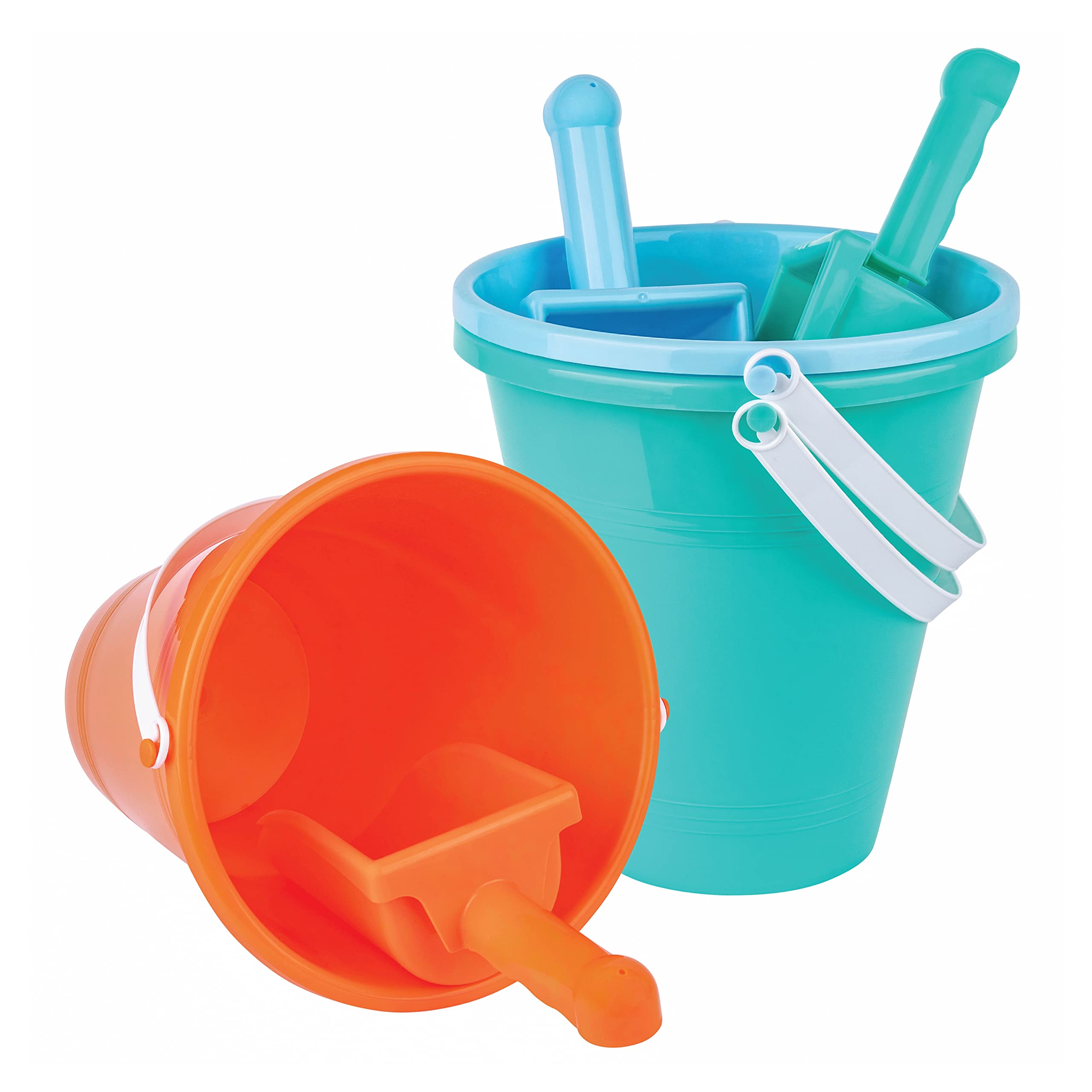 Large 8 Inch Beach Sand Pails and Shovels - Includes 3 Sand Shovels and 3 Pail Buckets - Fun Summer Sand Toys for Boys and Girls - Like New