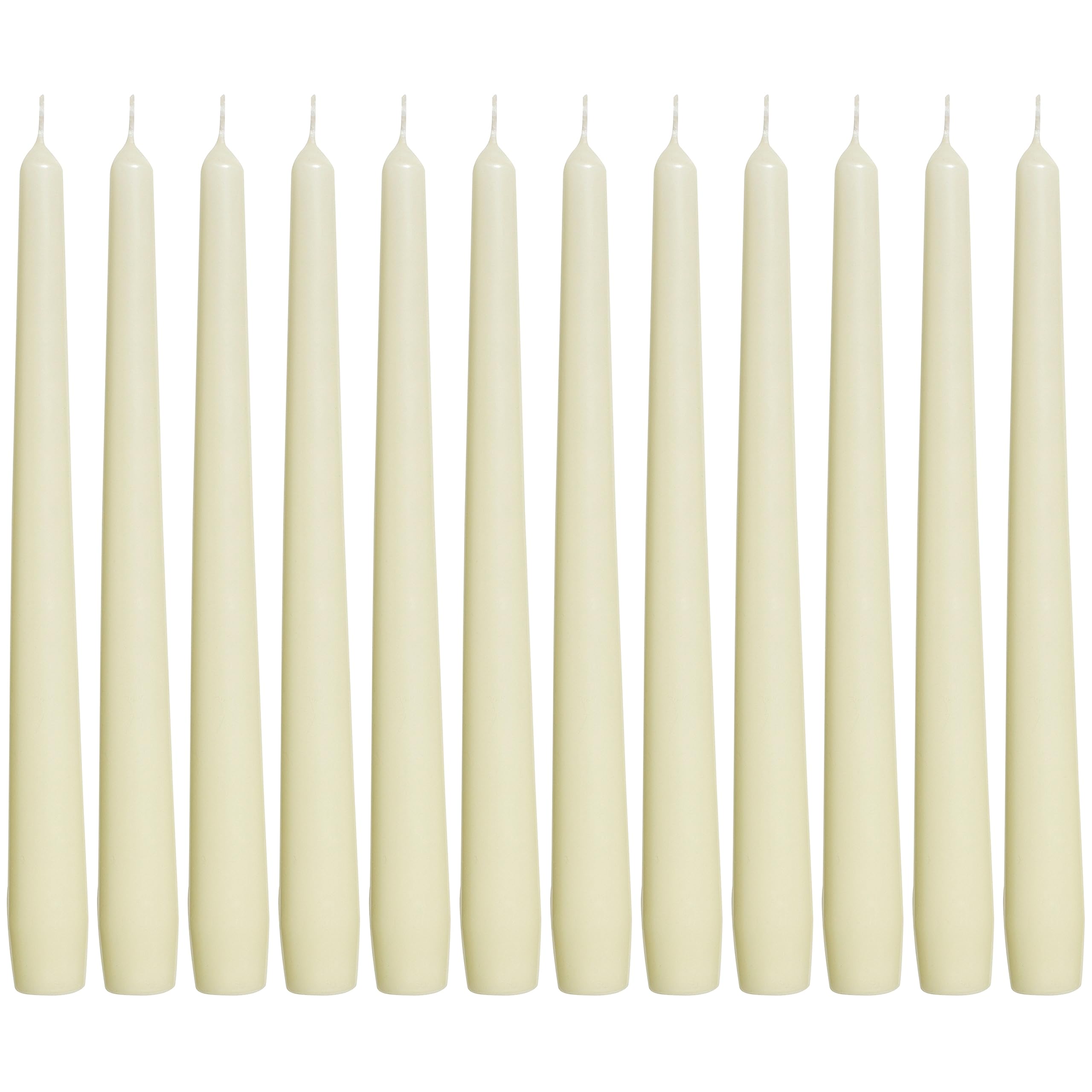 BOLSIUS Ivory Taper Candles - 12 Pack Individually Wrapped Unscented 10 Inch Dinner Candle Set - 8 Burn Hours - Premium European Quality - Smokeless & Dripless Household Wedding & Party Candlesticks - Very Good
