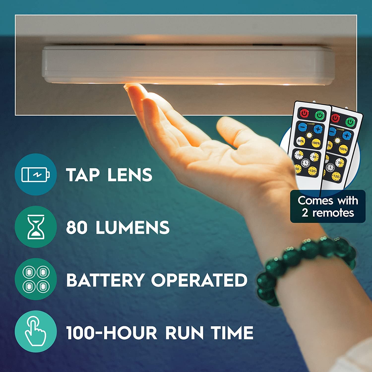 Brilliant Evolution Wireless LED Under Cabinet Light 6 Pack with 2 Remote Controls, Battery Powered Lights, Kitchen Under Cabinet Lighting, Touch Light, Stick On Lights, Push Light - Acceptable