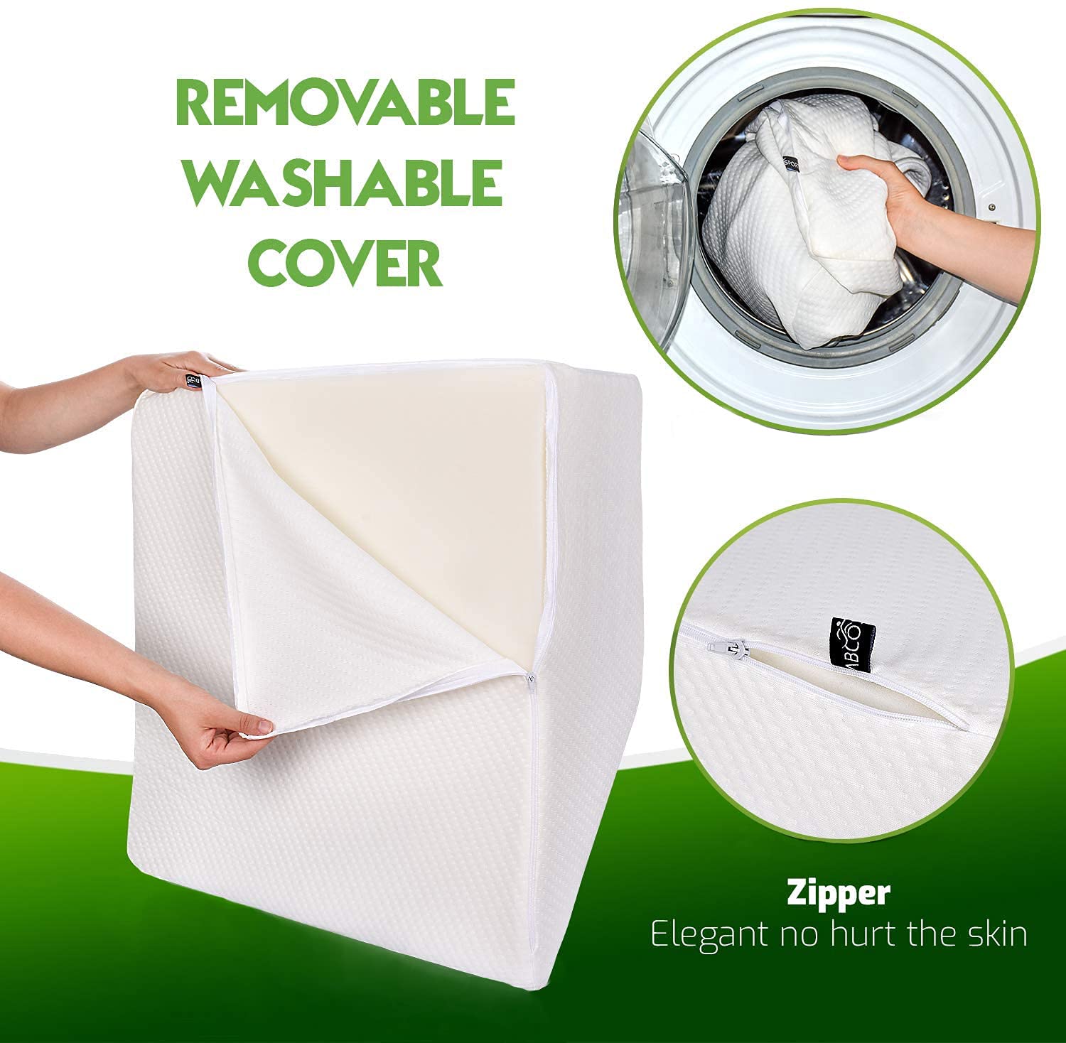 Abco Tech Leg Pillow Cover - Fits Leg Elevation Pillow - Replacement Wedge Pillow Cover Only - Washable Wedge Pillow Case - Like New