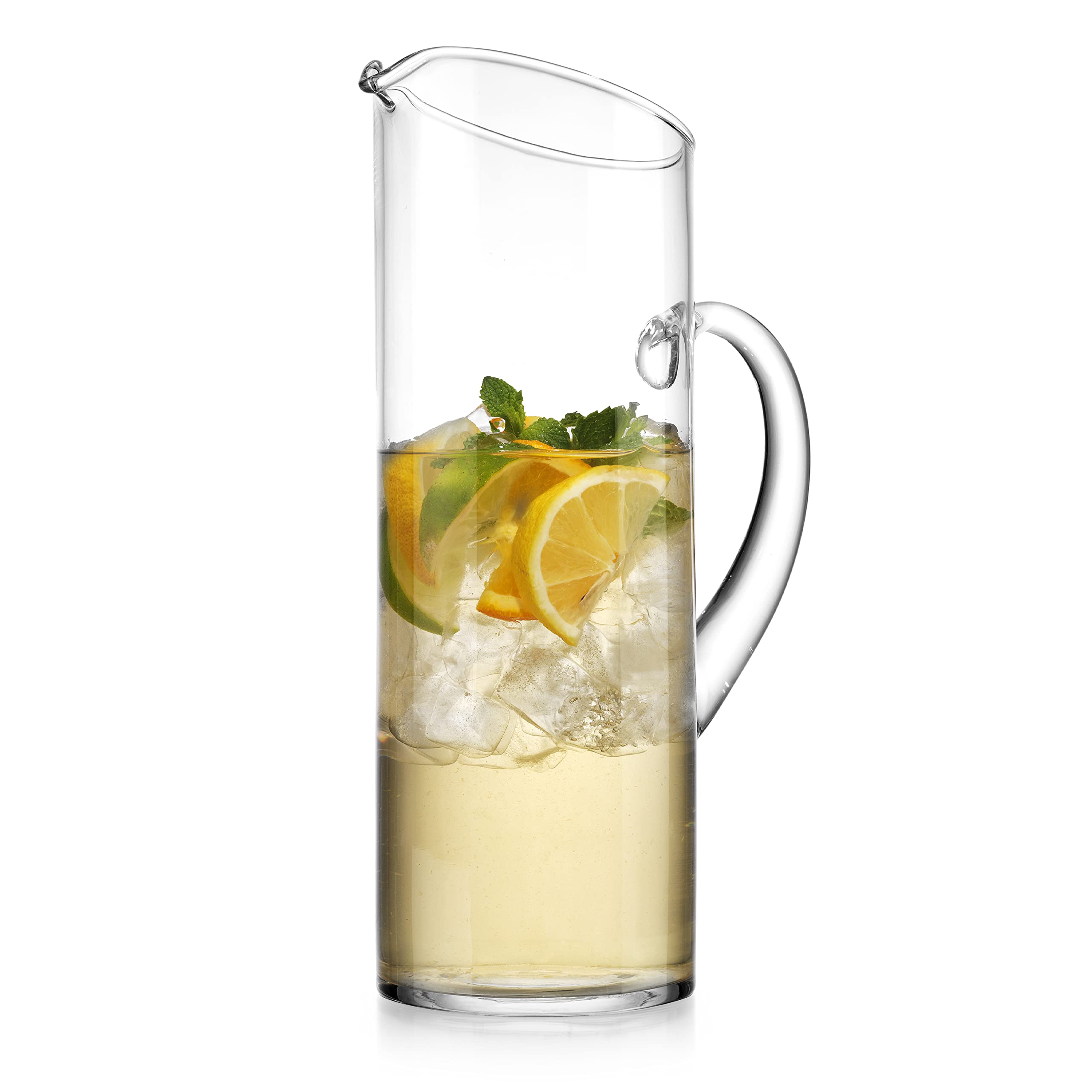 Glass Water Pitcher with Spout � Elegant Serving Carafe for Water, Juice, Sangria, Lemonade, and Cocktails � Crystal-Clear Glass Beverage Pitcher. - Acceptable
