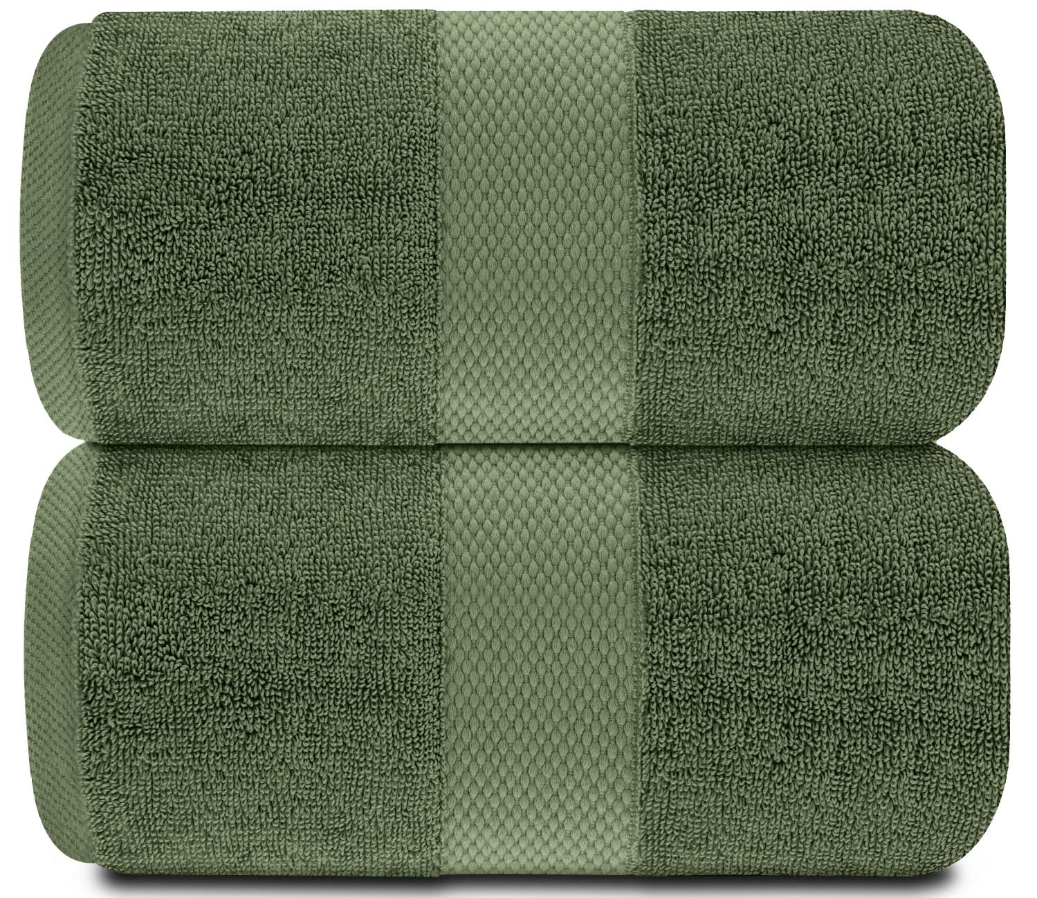 White Classic Luxury Soft Bath Sheet Towels - 650 GSM Cotton Luxury Bath Towels Extra Large 35x70 | Highly Absorbent and Quick Dry | Hotel Quality Extra Large Bath Towels Oversized, Dark Green, 2 Pack - Like New