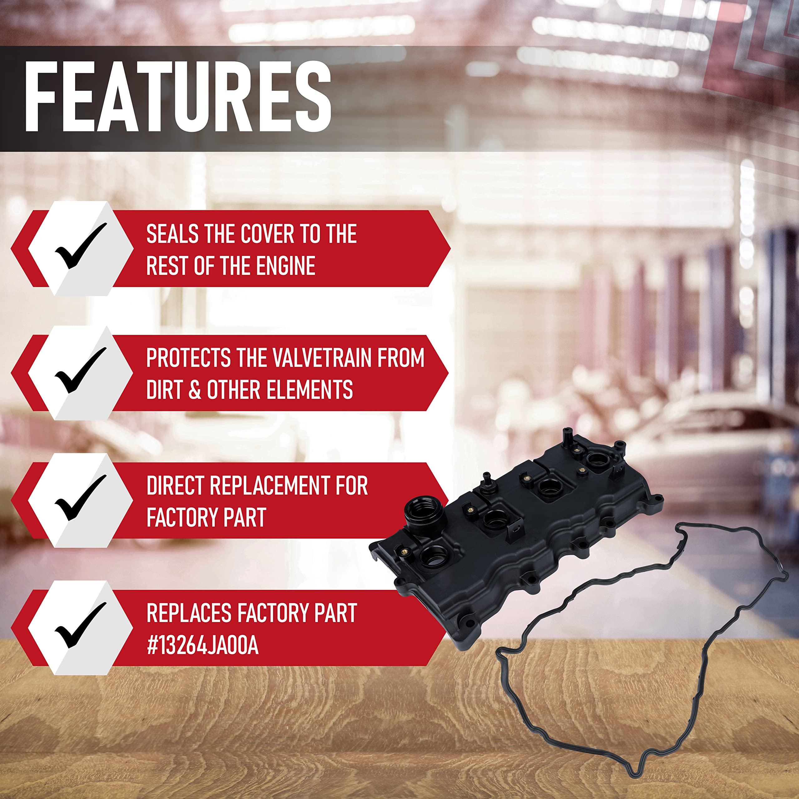 Replacement Engine Valve Cover with Gasket - Compatible with Nissan Altima 2.5L 2007-2012 and Sentra 2007-2012 - Replaces 13264JA00A, 13270JA00A, CNVG-D1230 - Rocker, Camshaft Covers - Like New