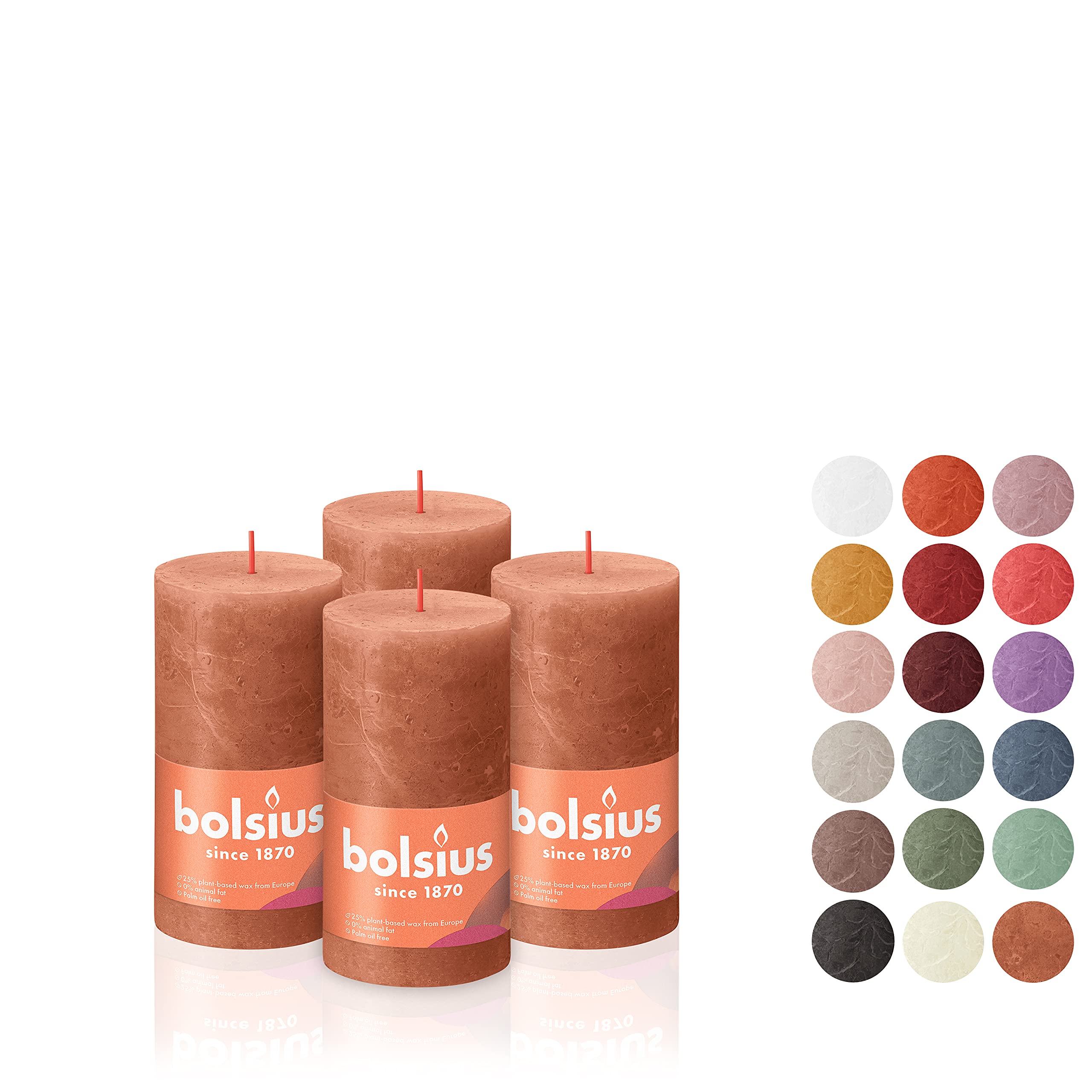 BOLSIUS 4 Pack Rusty Pink Rustic Pillar Candles - 2 X 4 Inches - Premium European Quality - Includes Natural Plant-Based Wax - Unscented Dripless Smokeless 30 Hour Party D�cor and Wedding Candles - Acceptable