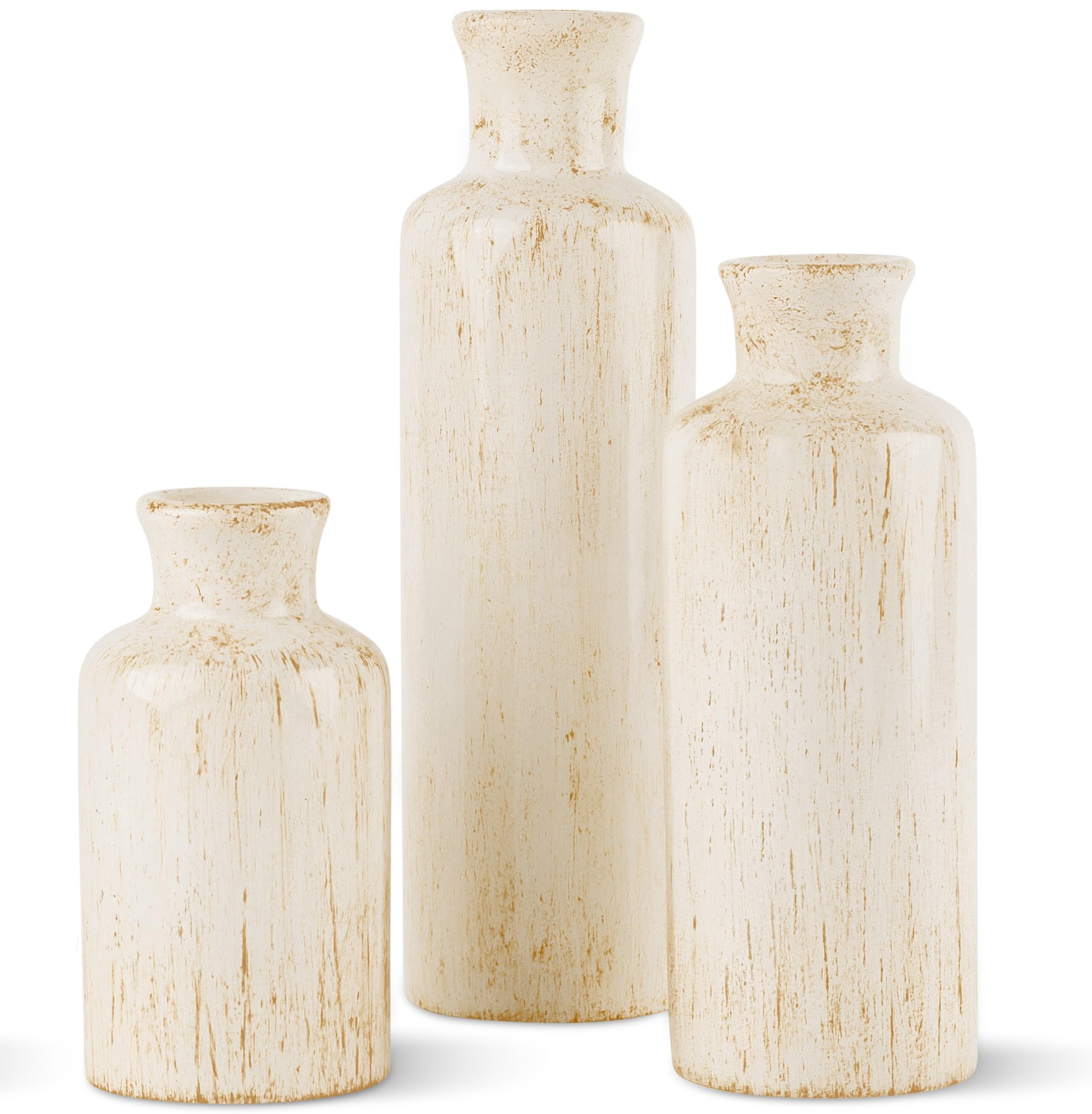 Vase Set - Vases for Decor, Perfect for Holding Pampas Grass, Dried/Fresh Flowers, Vases for Your Kitchen, Bedroom, Office, Living Room, Bathroom, or Shelf Decor (Rustic Luxe) - Like New