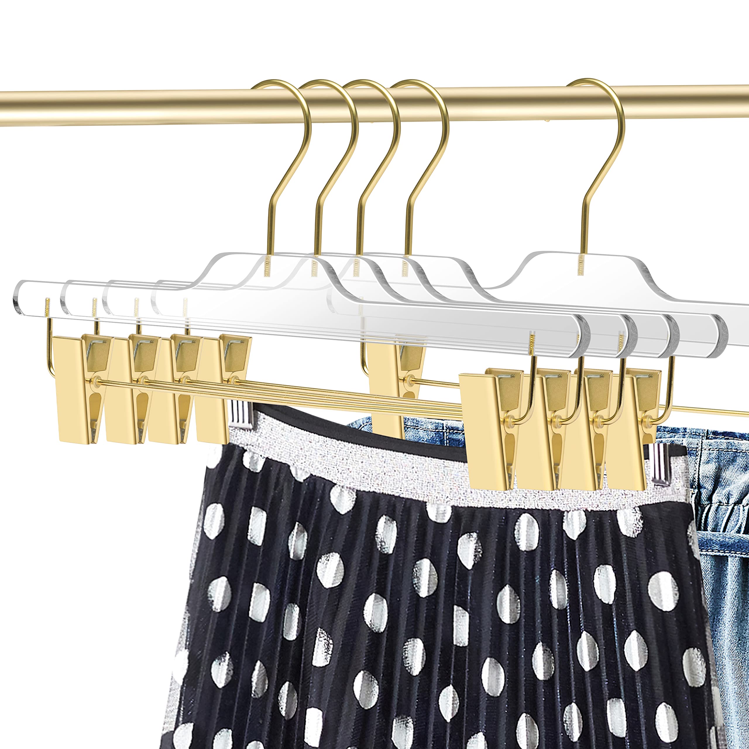 Quality Acrylic Clear Hangers, Made of Clear Acrylic for a Luxurious Look and Feel with Swivel Hook (Clear - Pant/Skirt, 5) - Like New