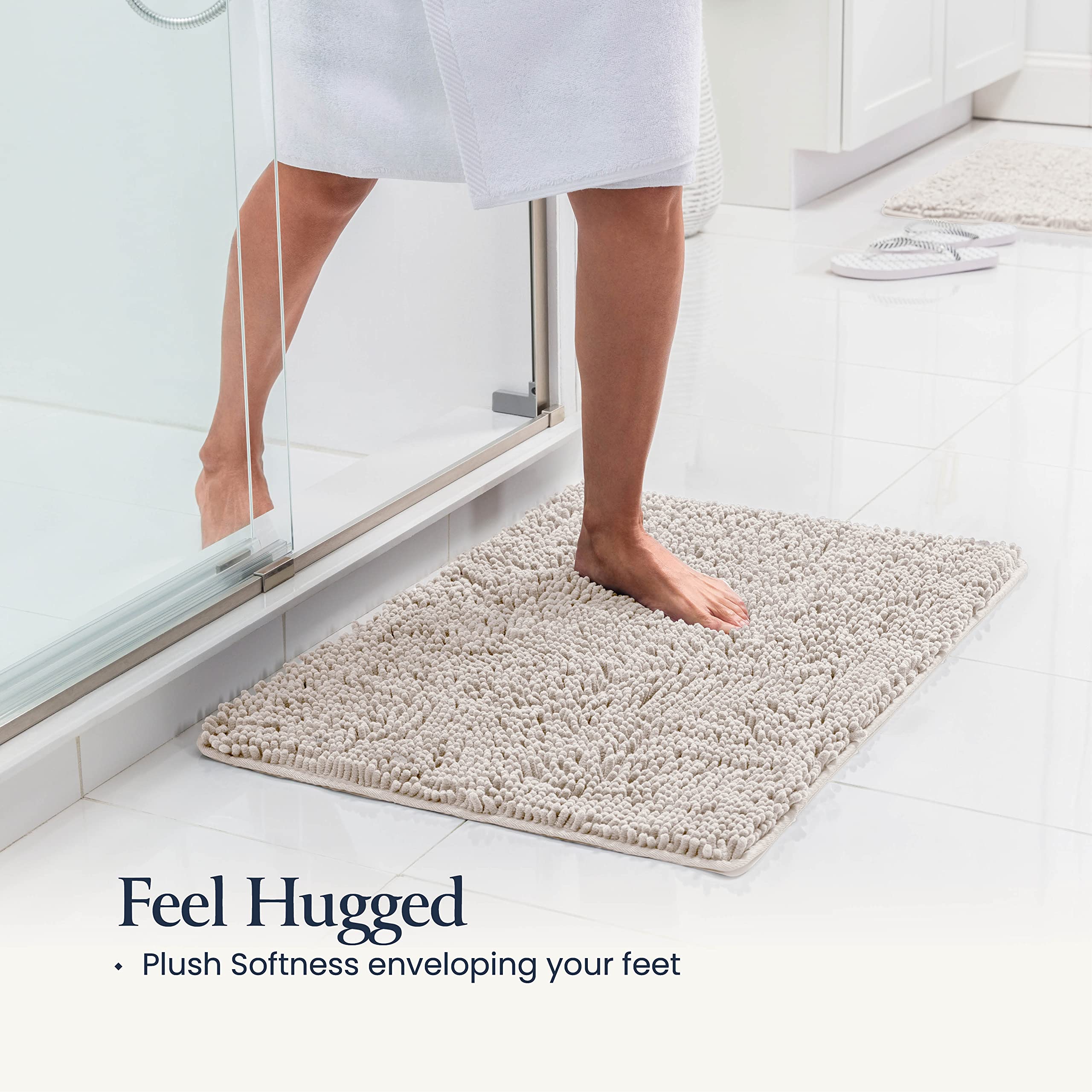 BELADOR Bathroom Rugs Sets 2 Piece - Plush Bath Mat Set Quick-Dry Soft Chenille Bathroom Mat with Rubber Backing, Absorbant Bathroom Rug Set, Washable Bath Rugs for Bathroom- Bath Mats 24x17 + 30x20 - Acceptable
