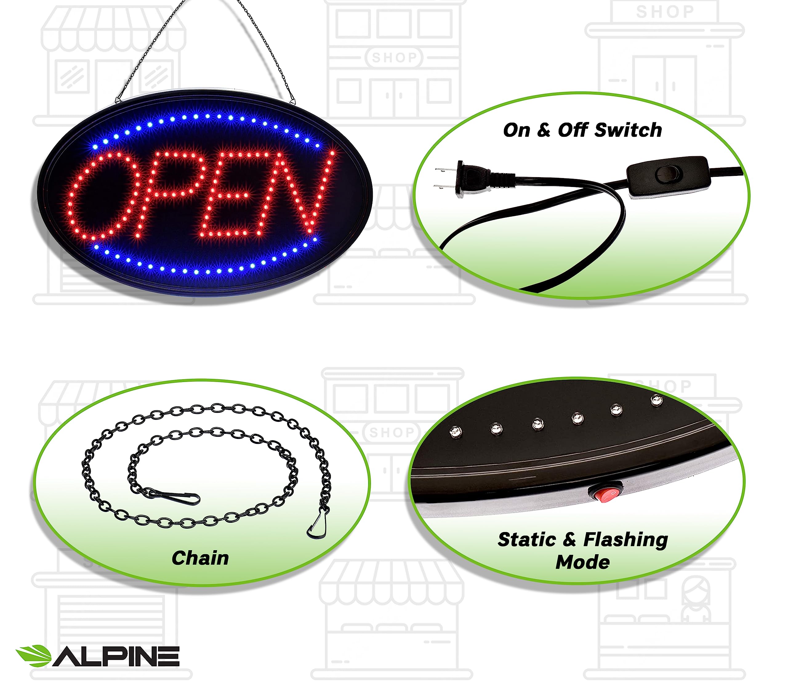 Alpine Industries LED Open Sign Variation - Like New