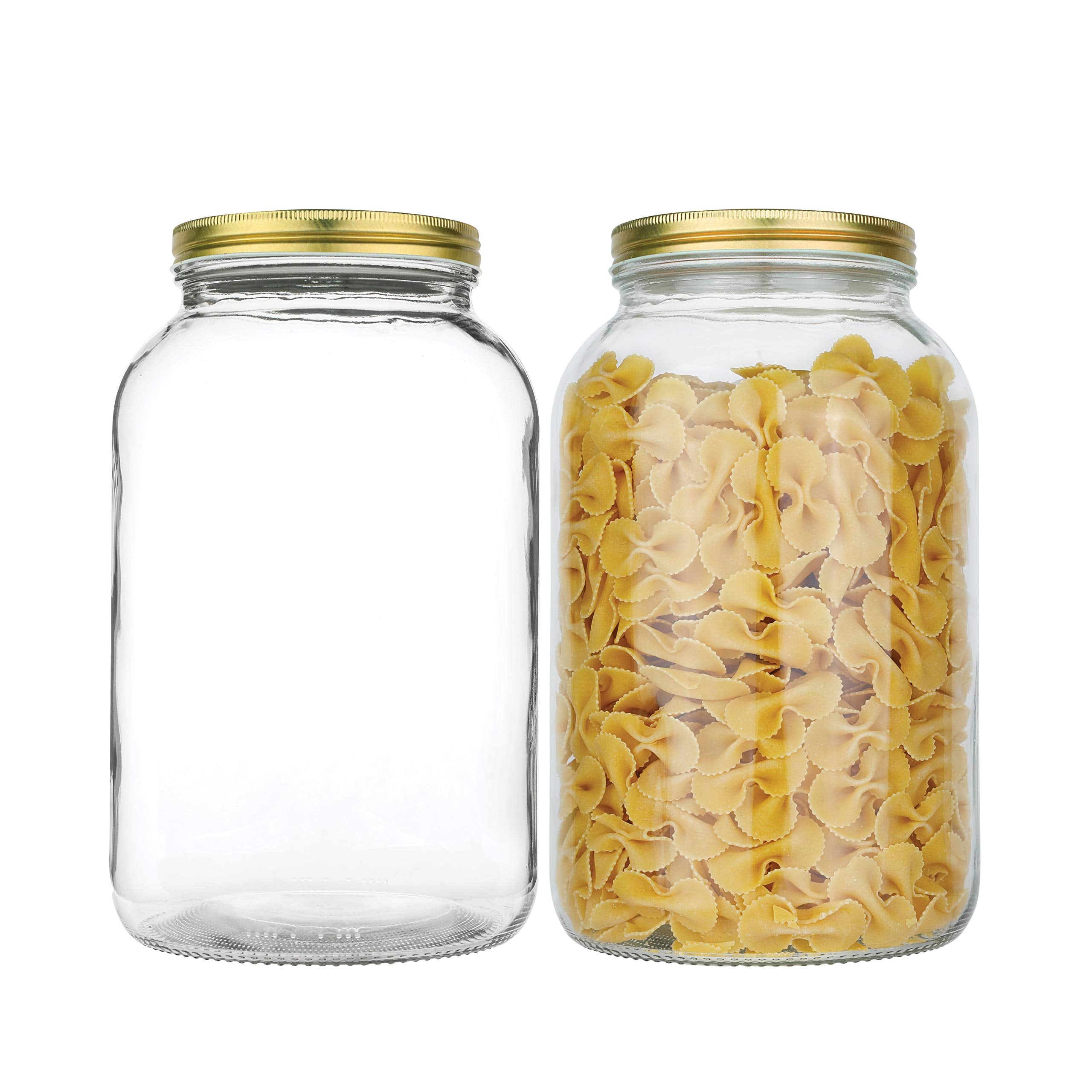 2 Pack - 1 Gallon Glass Mason Jar Wide Mouth with Airtight Metal Lid - Safe for Fermenting Kombucha Kefir - Pickling, Storing and Canning- BPA-Free Dishwasher Safe- By Kitchentoolz - Like New