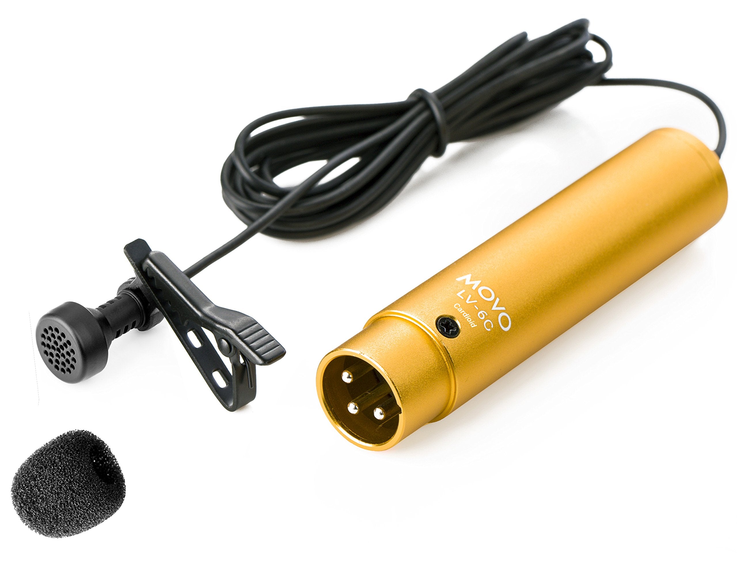 Movo LV-6 Pro Grade Cardioid XLR Lavalier Condenser Microphone, with 8.3mm Mic Capsule, Lapel Clip and Windscreen (48V Phantom Powered) - Very Good