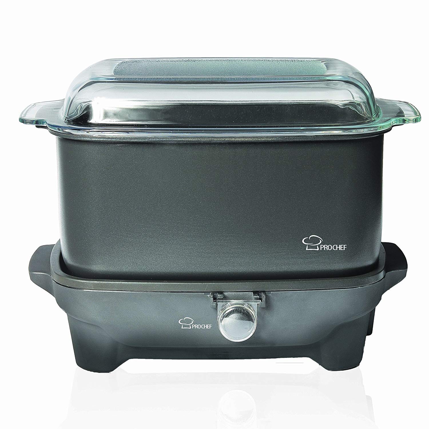 Prochef 12 qt Flat Base Slow Cooker Crock Pot with Shabbos Sure Knob Cover and Blech, BLACK - Very Good