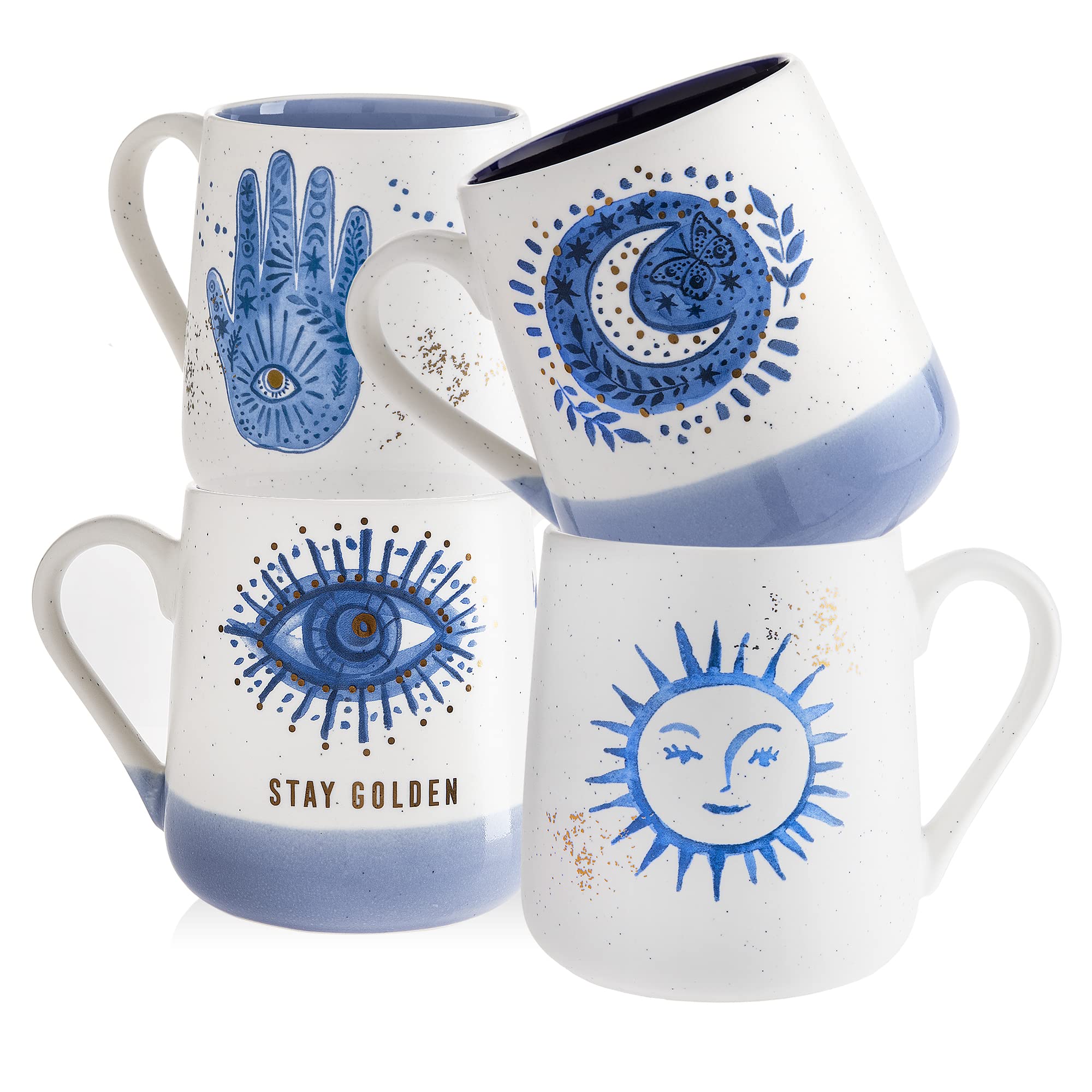 Dwell Studio Set of 2 or 4 Stoneware Coffee Mugs-Astrology Sign, Constellation, Celestial Coffee Cups, Mugs for Tea, Latte, and Hot Chocolate - Like New
