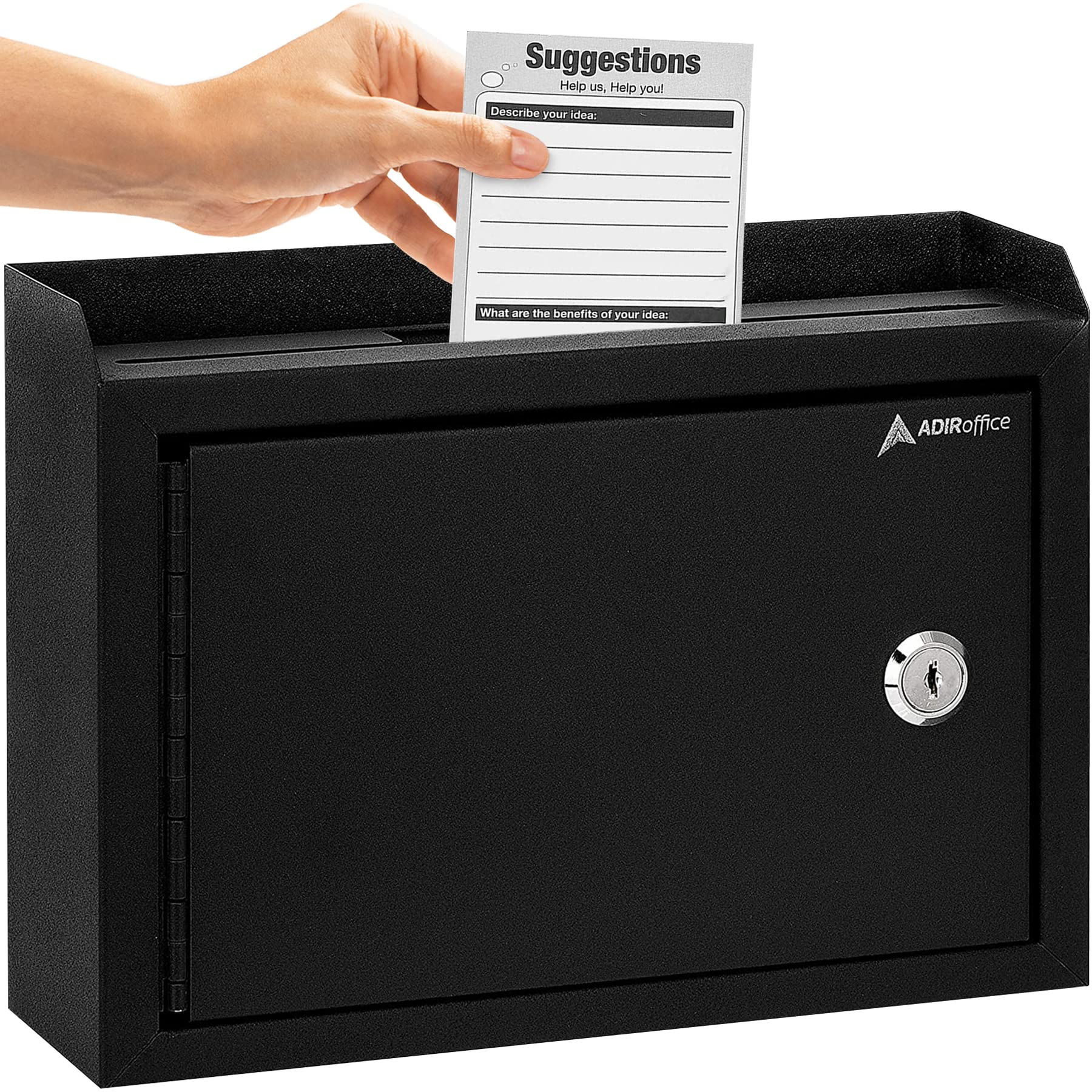AdirCorp. Wall Mountable Steel Suggestion Box with Lock - Donation Box - Collection Box - Ballot Box - Key Drop Box - Like New