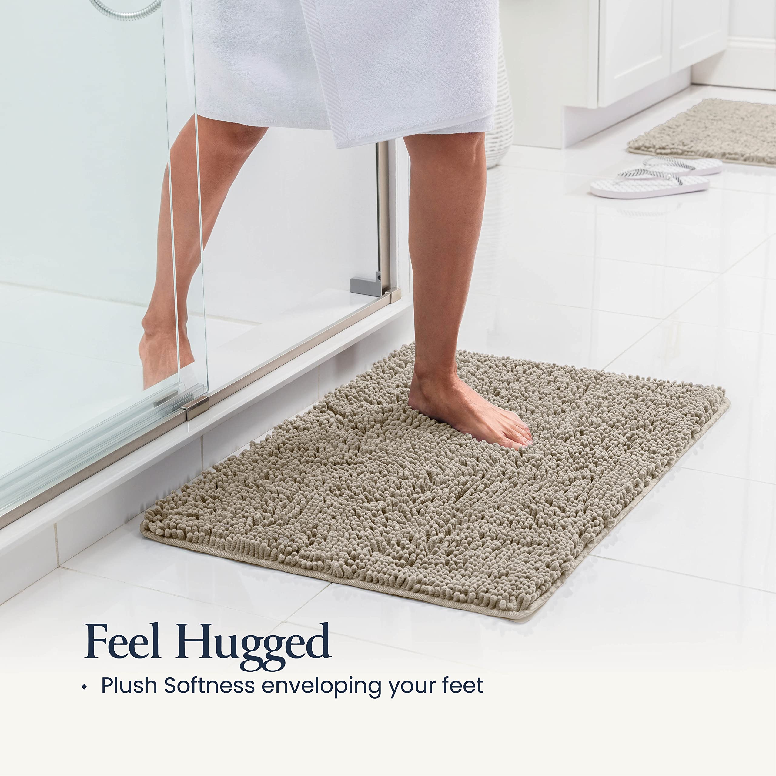 BELADOR Bathroom Rugs Sets 2 Piece- Plush Bath Mat Set Quick-Dry Soft Chenille Bathroom Mat with Rubber Backing, Absorbant Bathroom Rug Set, Washable Bath Rugs for Bathroom- Bath Mats 24x17 + 30x20 - Very Good