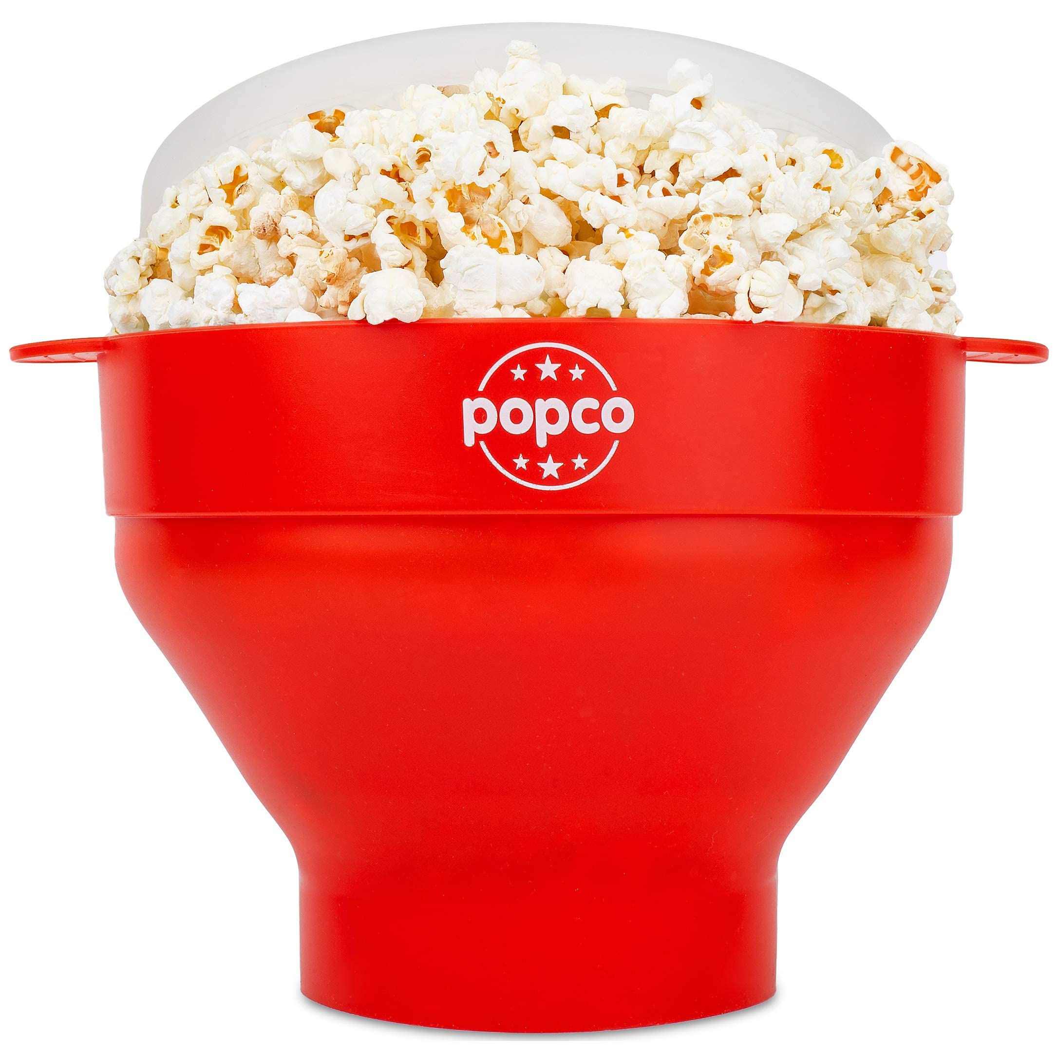 The Original Popco Silicone Popcorn Microwave Popper with Handles - Microwave Popcorn Bowl - Popcorn Maker - Collapsible Popcorn Bowl - BPA Free and Dishwasher Safe - 15 Colors Available (Red) - Like New