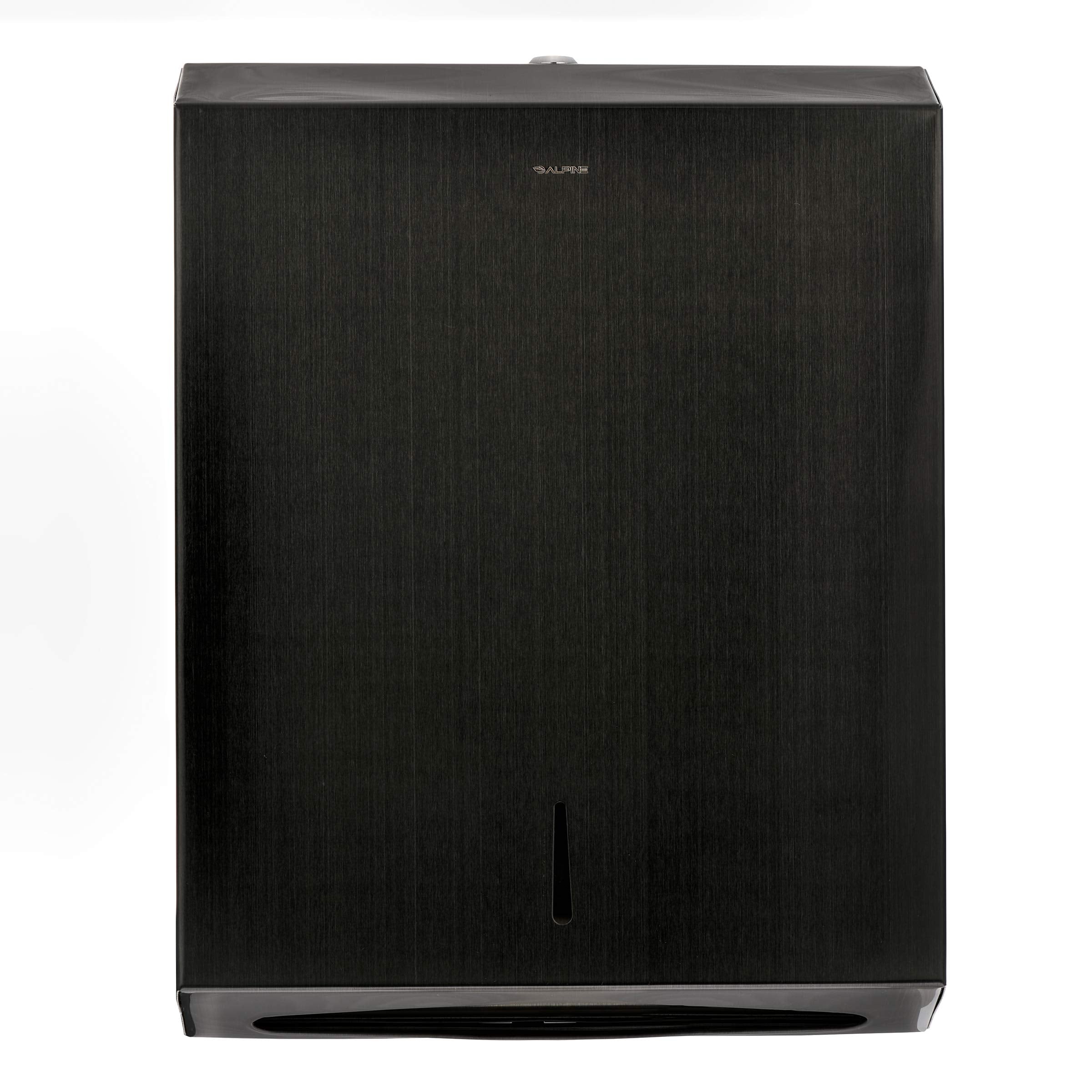Alpine Commercial Paper Towel Dispenser Wall Mount - Black Industrial Paper Towel Holder Wall Mount for C fold, Z Fold, Trifold & Multifold Paper Towels, Hand Towel Dispenser for Bathroom & Kitchen - Very Good
