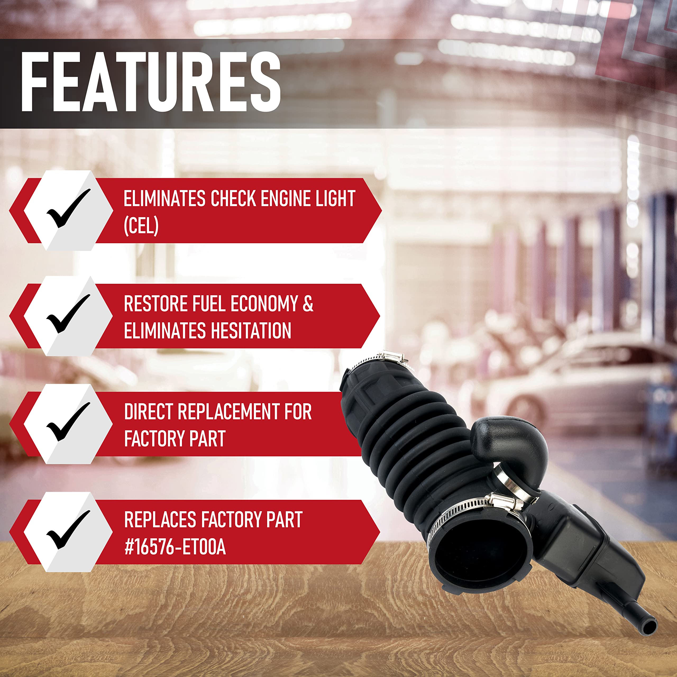 Air Cleaner Intake Hose - Compatible with Nissan Sentra 2.0L 2007-2012 Vehicles - Air Box Filter Tube Intake Boot Replaces Parts 16576-ET00A,16576ET00A, 16576 ET00A - Like New