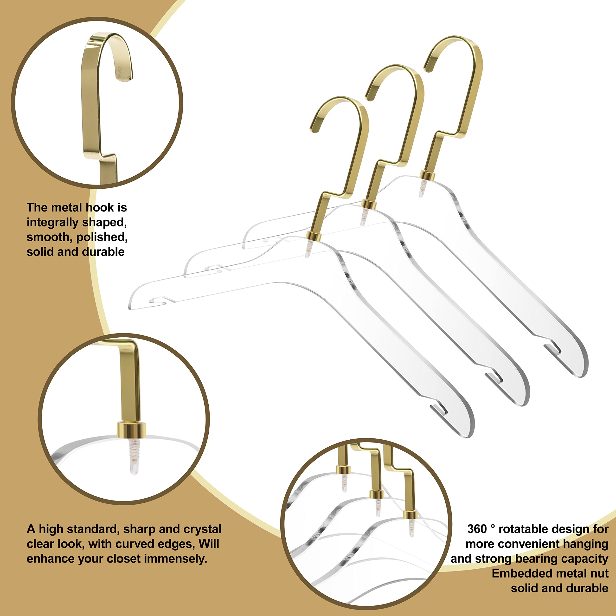 Quality 12.5" Kids Size Acrylic Lucite Coat Suit Hangers – 5-Pack, Stylish Clothes Hanger with Hooks - Coat Hanger for Dress, Suit - Closet Organizer Children's Hangers - Like New