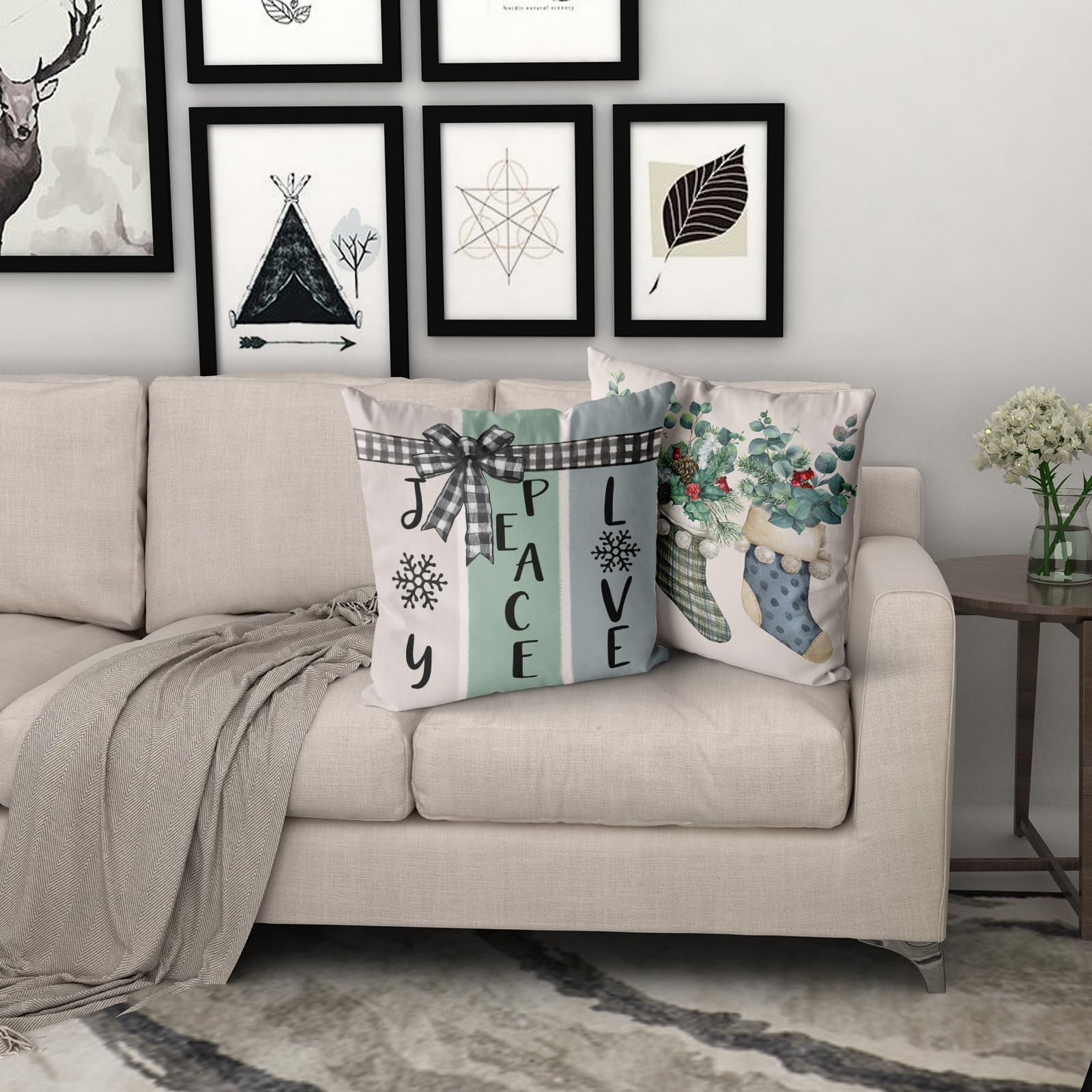 Giwawa Valentines Day Pillow Covers 18x18 Set of 2 Hello Valentine Pillow Case Red Heart Throw Pillow Cover Holiday Decorations Spring Farmhouse Decor Cushion Case - Like New