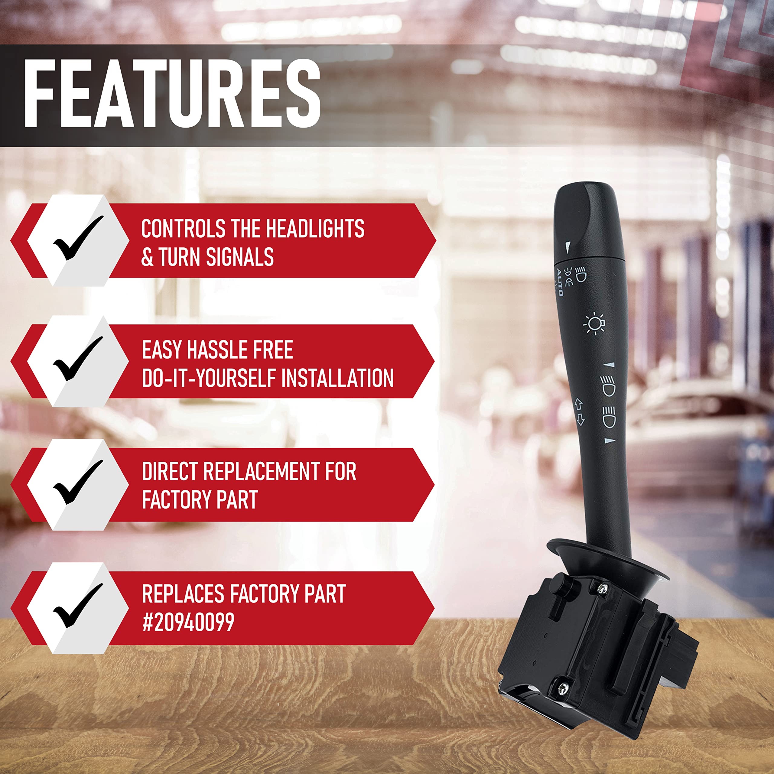 Turn Signal and Headlamp Dimmer Switch Blinker Lever, Replaces D6254E, 20940099, SW5908 - Compatible with Chevy, Pontiac, Saturn & Suzuki Vehicles - Equinox, HHR, Cobalt, G5, Sky - Like New