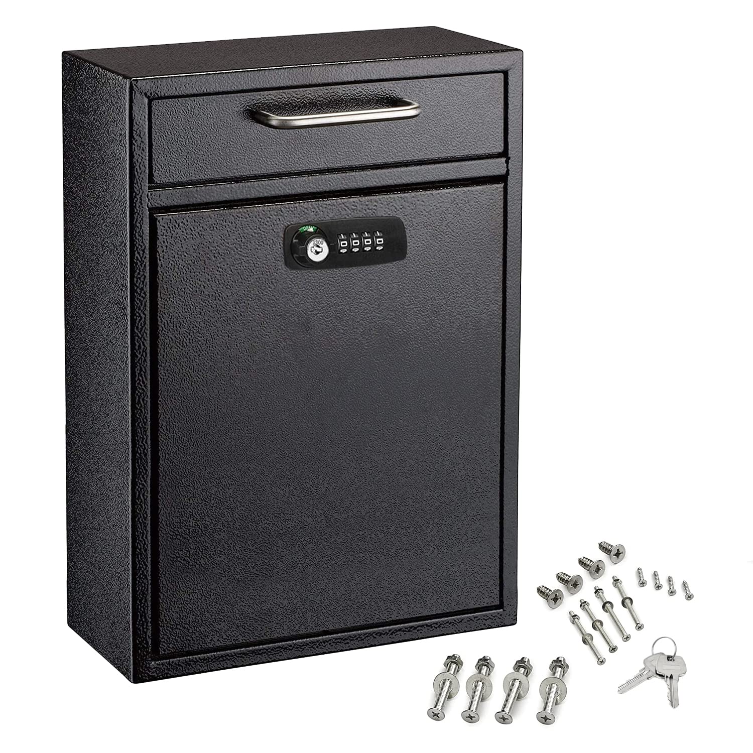 AdirOffice Ultimate Drop Box Wall-Mounted Mailbox - Hanging Secured Postbox - Durable Spacious Key or Combination Lock Box Perfect for After Hours Deposits Payments Key and Letter Drops - Like New