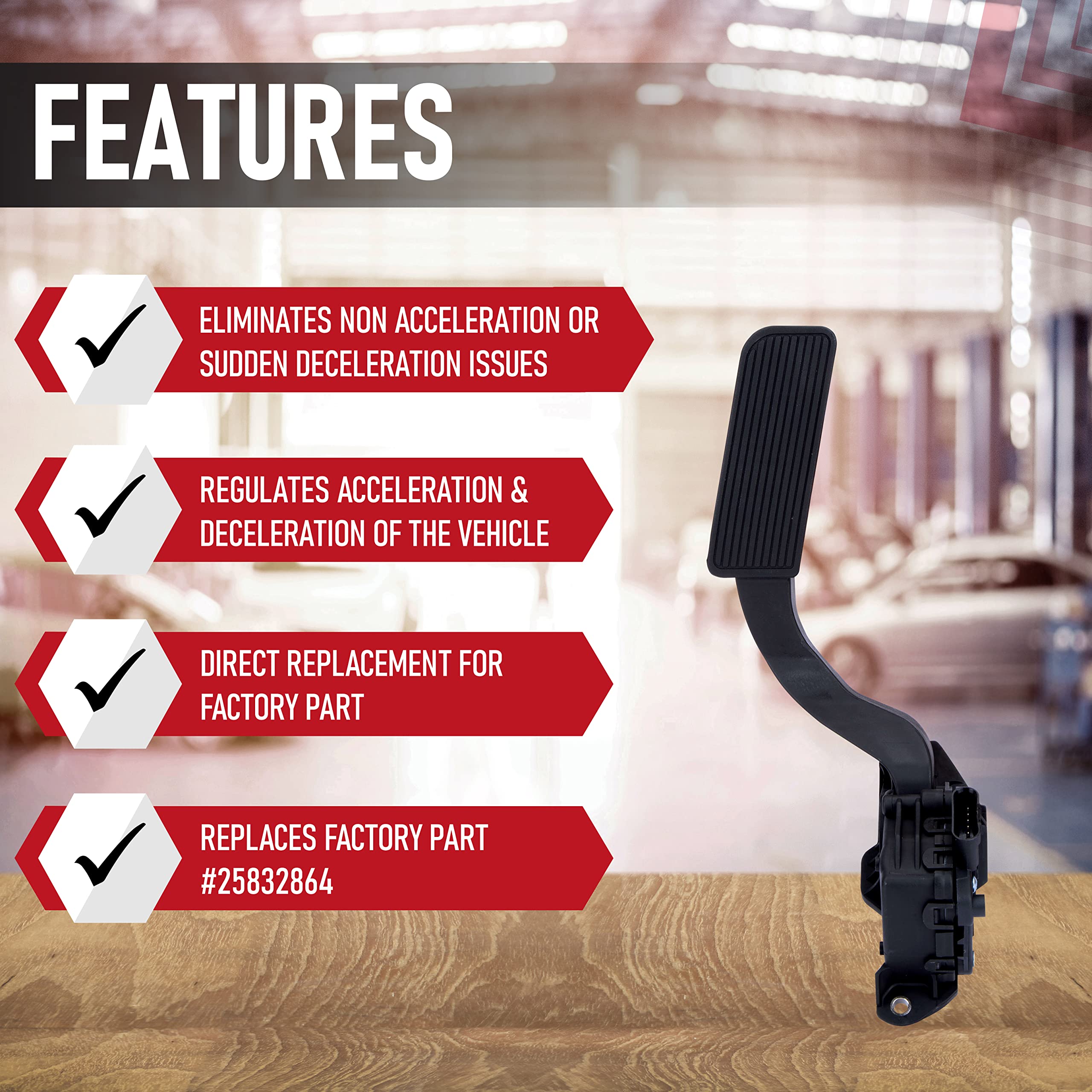 Replacement APPS - Acceleration Pedal Position Sensor - Compatible with Chevy, GMC, Cadillac and Hummer Trucks and SUVs - Replaces 25832864, 699-105, 699105 - With Pedal - Silverado, Sierra, Avalanche - Like New