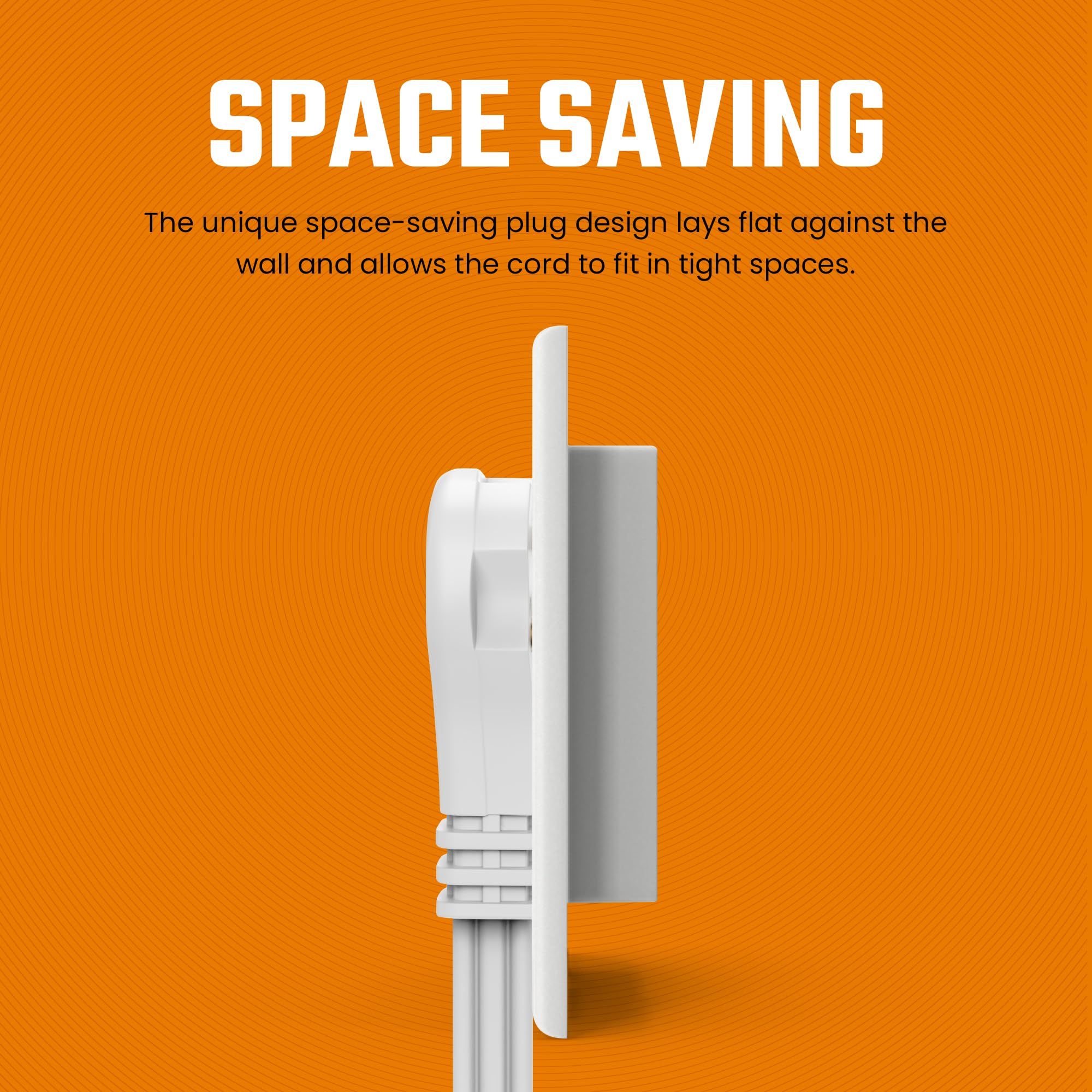 Flat 3-Outlet Extension Cord by Bindmaster- UL-Listed 3-Prong Multi Extension Wire- Space-Saving Flat Angled Extension Cord - Like New