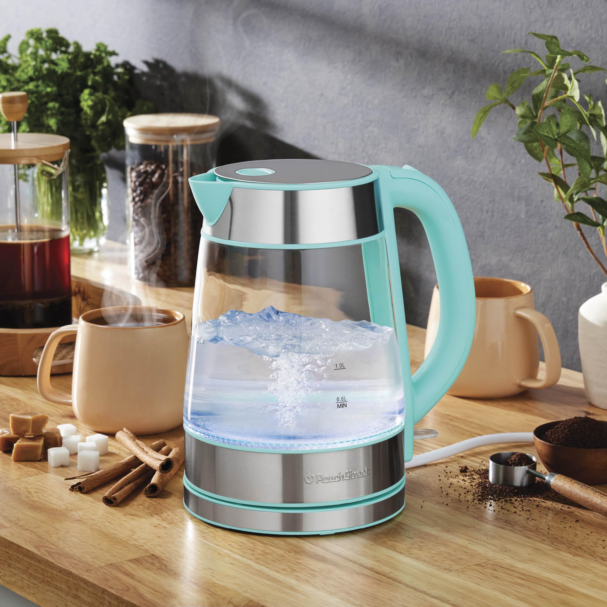 Speed-Boil Electric Kettle - 1.7L Water Boiler 1500W, Coffee & Tea Kettle Borosilicate Glass, Easy Clean Wide Opening, Auto Shut-Off, Cool Touch Handle, LED Light. 360° Rotation - Good