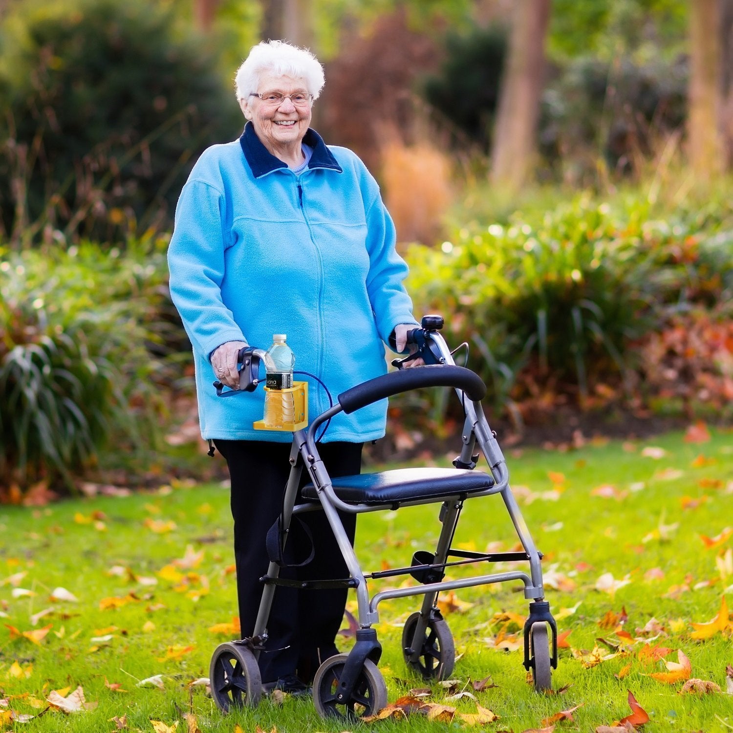 AdirMed Universal Drinking Cup Holder - for Any Kind of Strollers, Walkers, Bicycles, Wheelchairs, Rollator, Cane & Crutch Variation - Like New