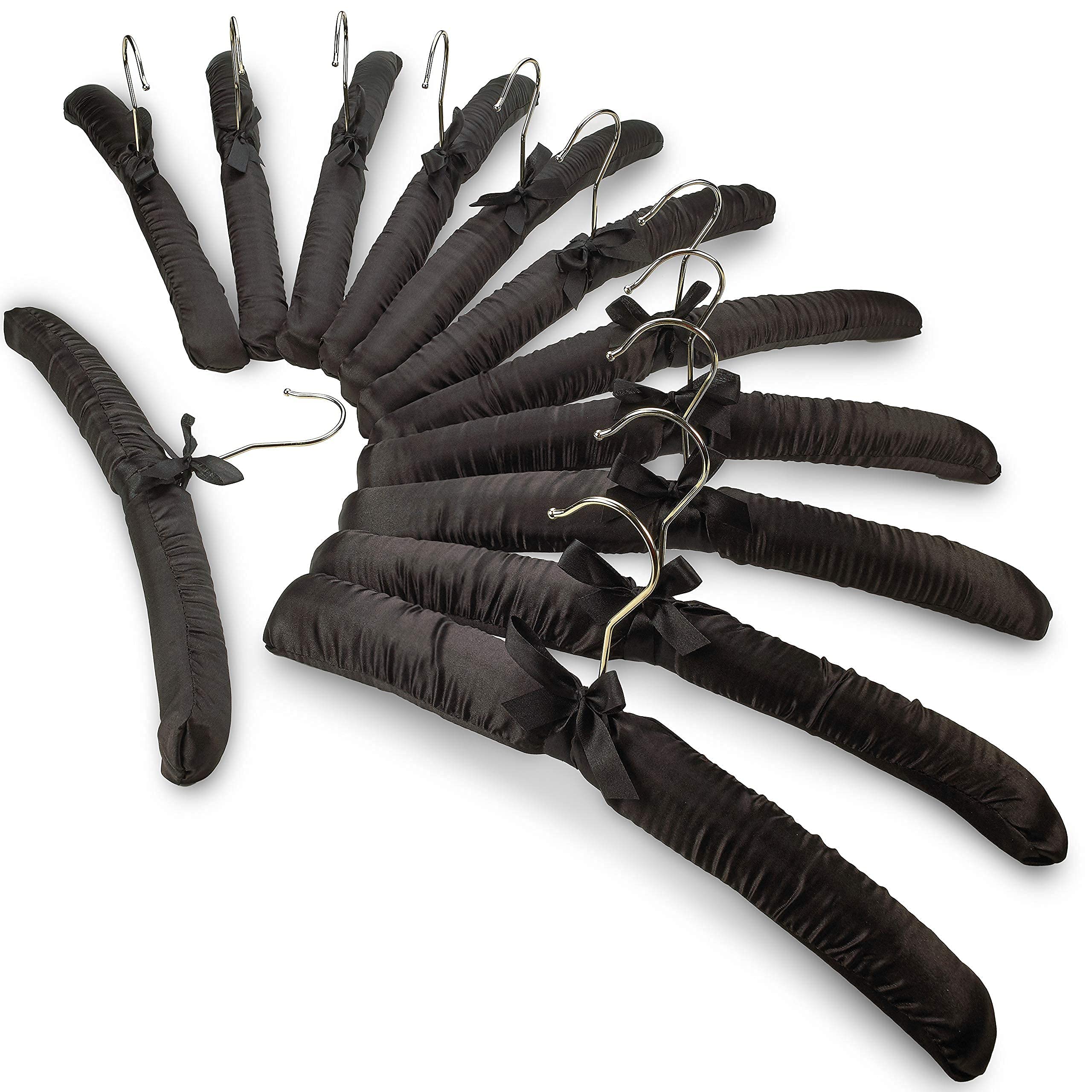 Florida Brands Padded Clothing Fabric Hangers for Women Clothing - Black, Set of 12 Premium Coat Hangers for Closet, Bride Hanger for Wedding Dress, Sweater Hangers - Like New