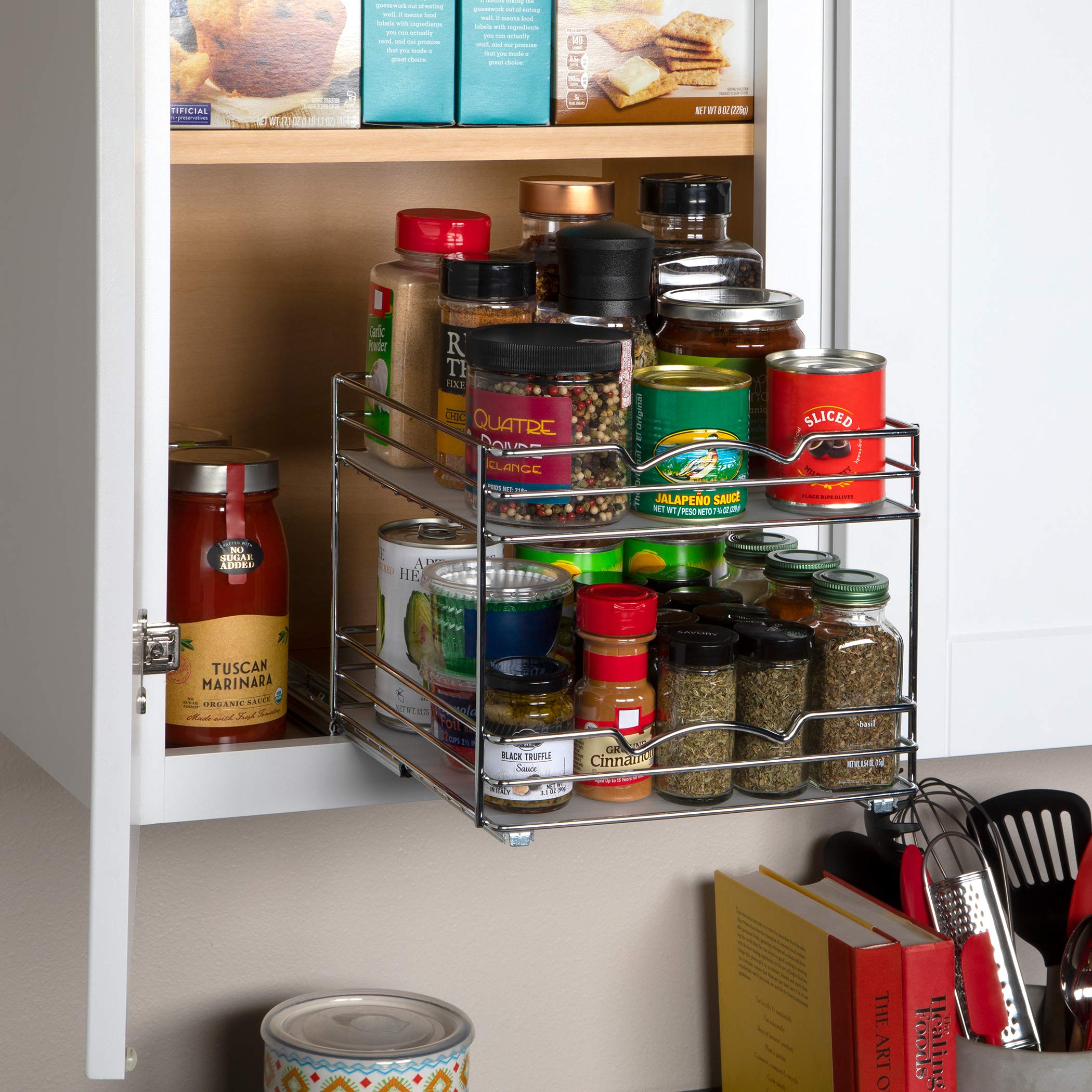 HOLDN� STORAGE Spice Rack Organizer for Cabinet, Heavy Duty - Pull Out Spice Rack 5 Year Warranty- Spice Organization 10-1/2"Wx10-3/8 Dx8-7/8 H - Spice Racks for Inside Cabinets & Pantry Closet. - Very Good