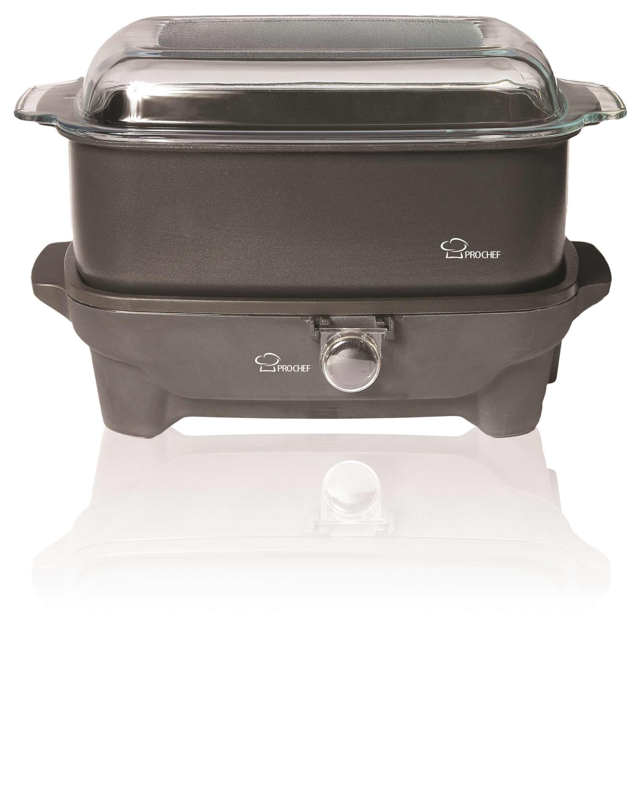 Pro Chef PCS600 6-Quart Oblong-Shaped Slow Cooker with Deep Dish Glass Cover, with Shabbos Sure Knob Cover and Blech - Like New