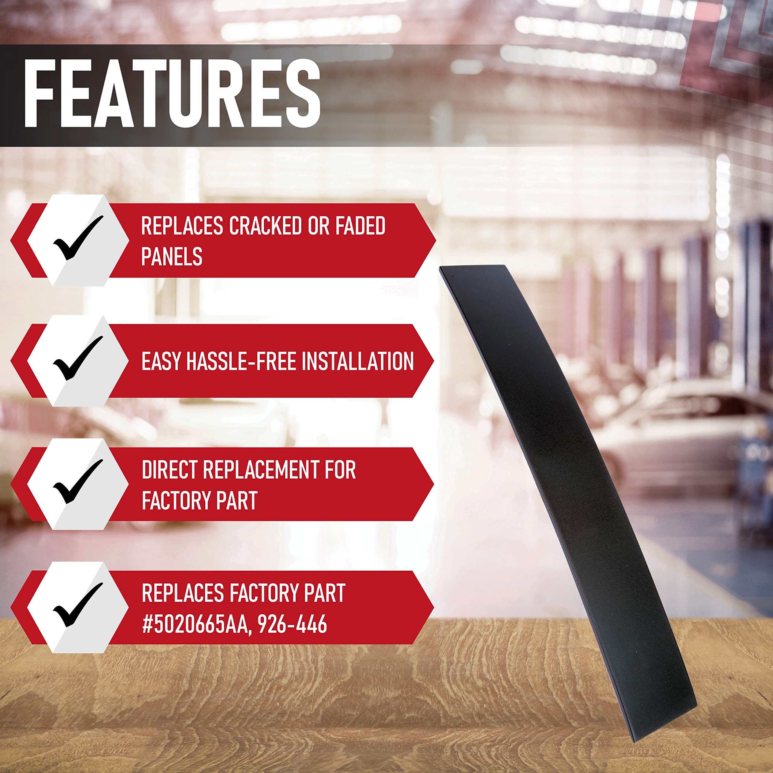 Replacement Driver Side B Pillar Trim - Front Left - Compatible with Chrysler Town and Country 2008-2016, Dodge Grand Caravan - 2008-2020 - Replaces 5020665AA, 5020665AB, 5020665AC, 926-446, - Like New