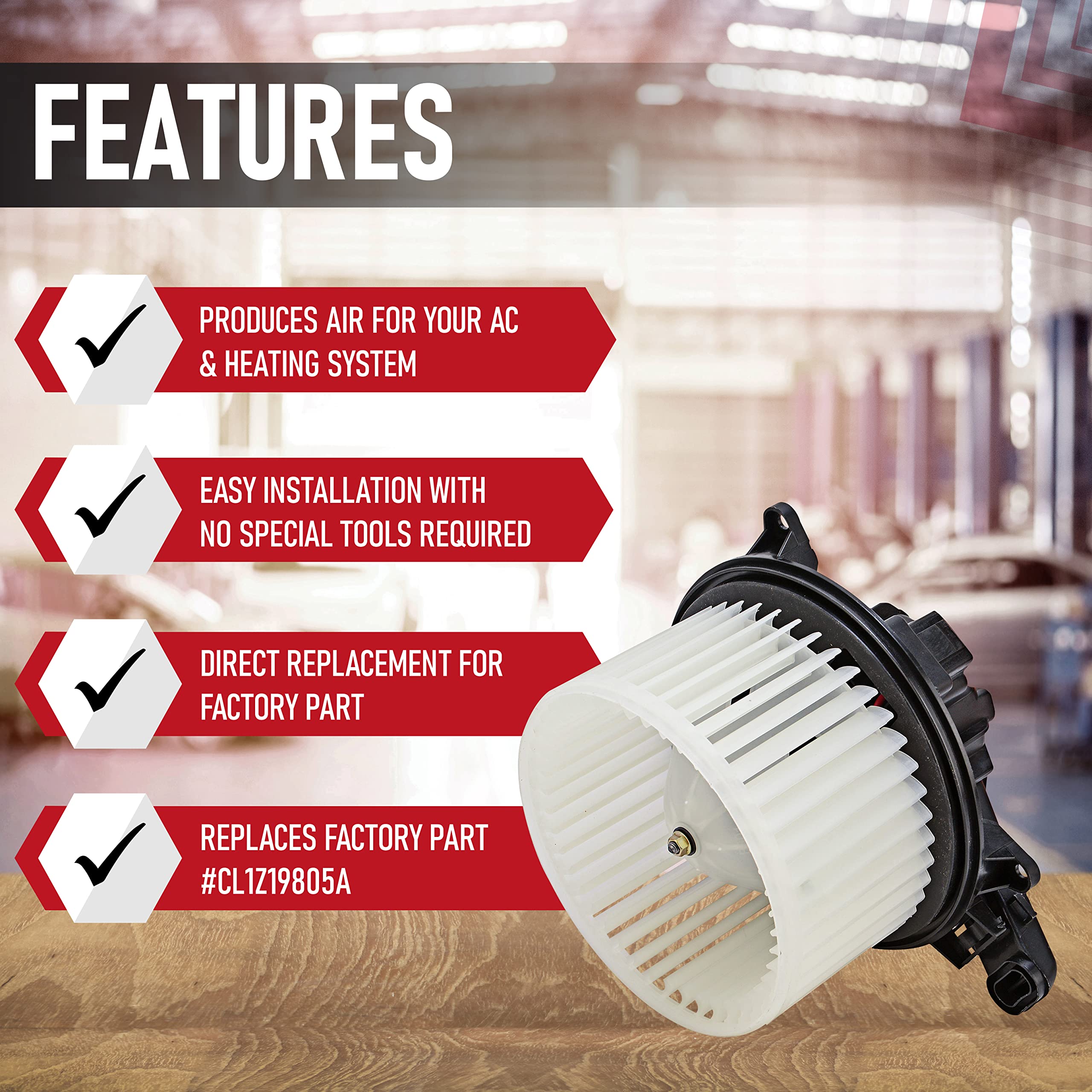 Replacement AC Heater Blower Motor with Fan - Compatible with Ford & Lincoln Vehicles - 2009-2017 Expedition, 2009-2014 F-150, 2009-2017 Navigator - Replaces CL1Z19805A, MM1094, PM9364, 75873, 700237 - Very Good