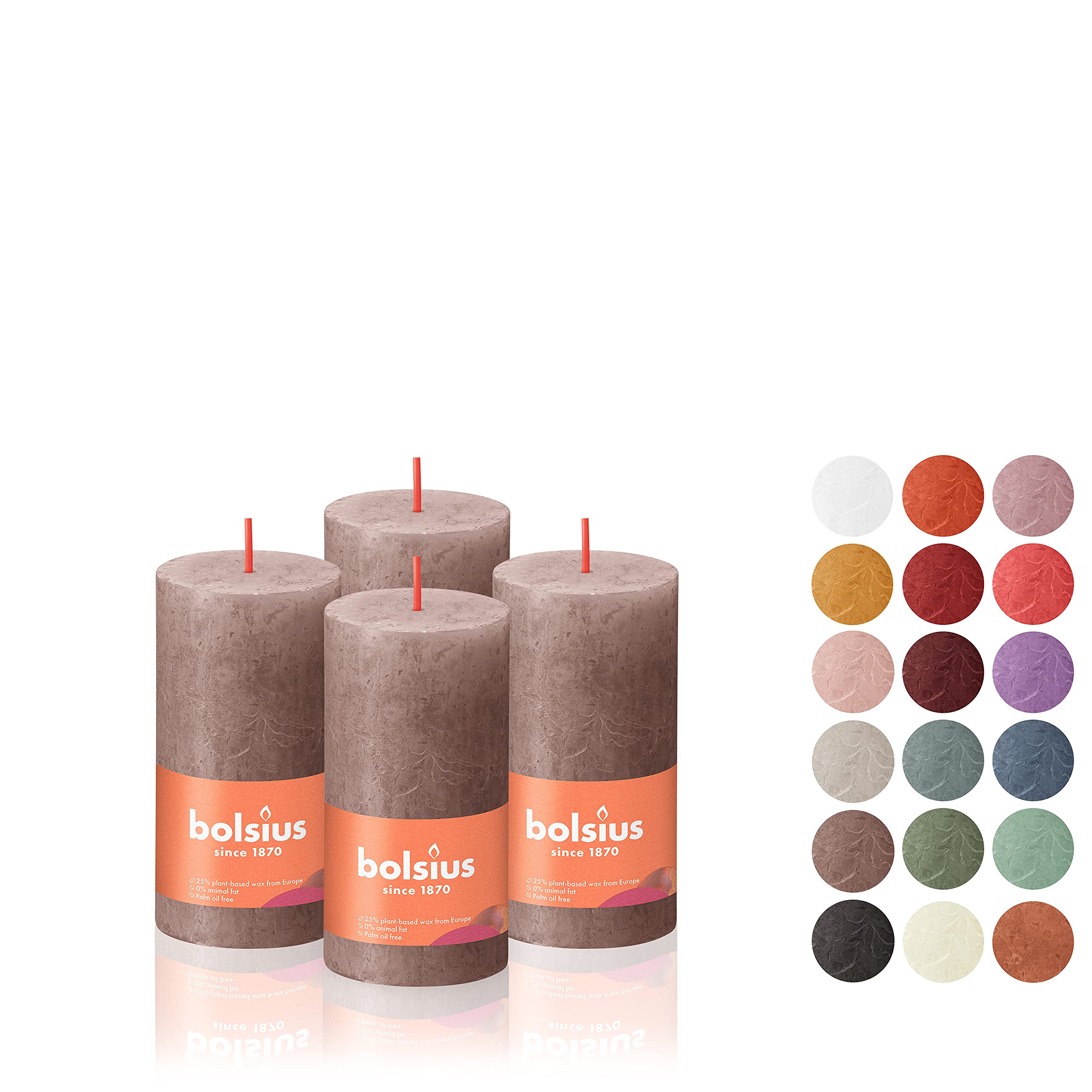 BOLSIUS 4 Pack Taupe Rustic Pillar Candles - 2 X 4 Inches - Premium European Quality - Includes Natural Plant-Based Wax - Unscented Dripless Smokeless 30 Hour Party D�cor and Wedding Candles - Acceptable