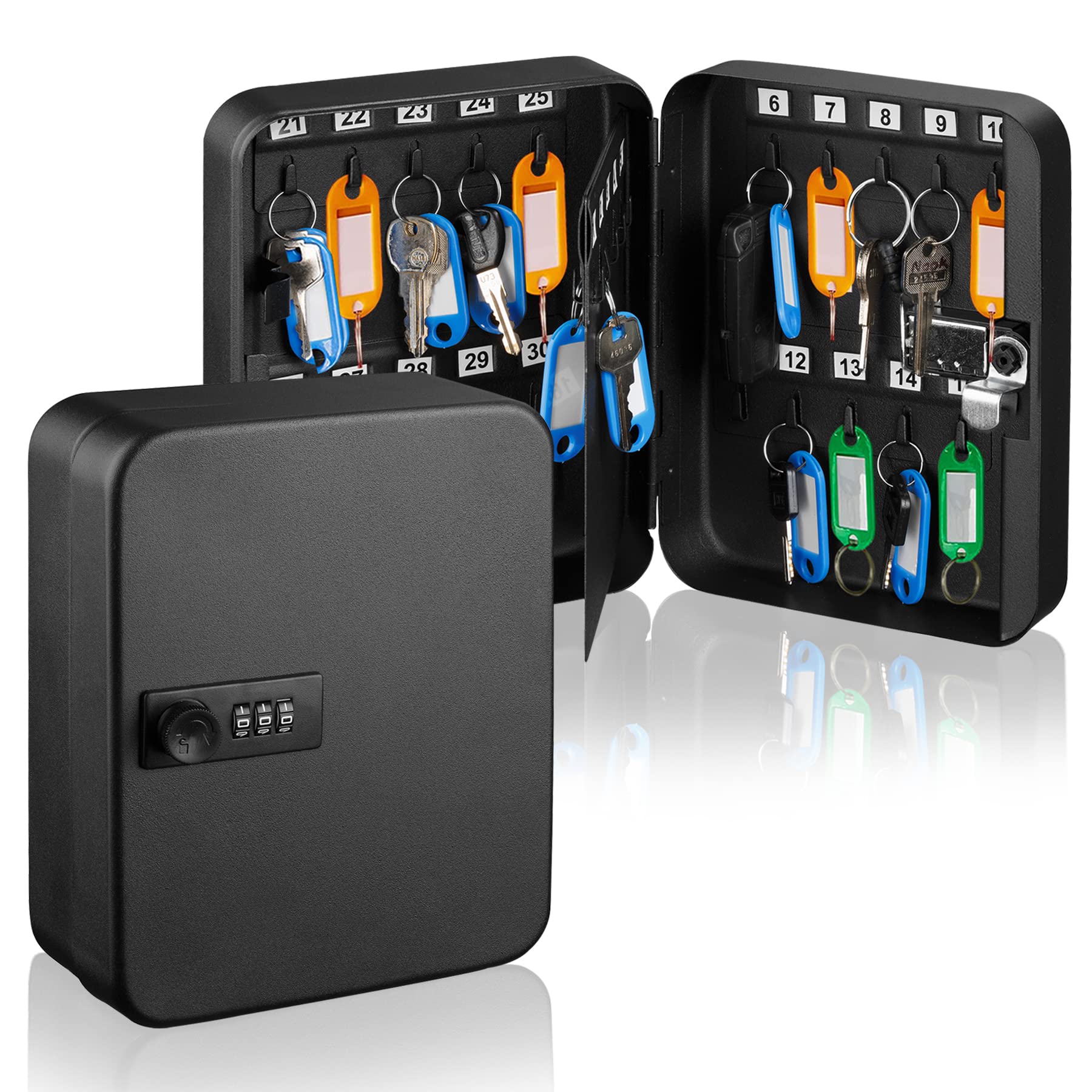 AdirOffice Secured 40 Key Cabinet with Combination Lock - Holds 40 Keys - Very Good