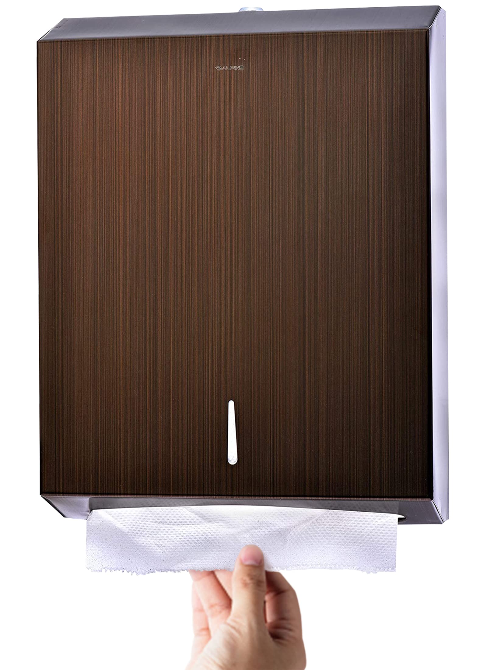 Alpine Industries C-Fold/Multifold Paper Towel Dispenser - Holds 400 C-Folds or 525 Multifold Tissues - Stainless Wall Mount Tissue Holder for Home & Office Countertop & Restroom (Antique Coppper) - Very Good