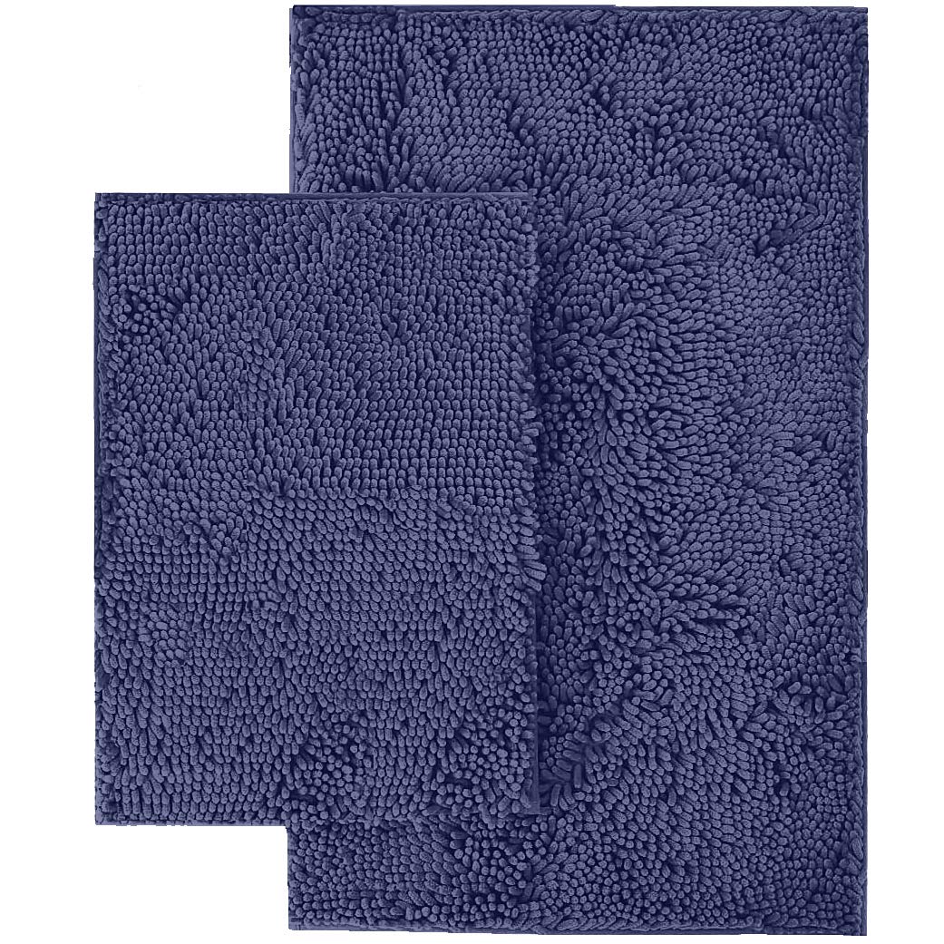 LuxUrux Purple Bathroom Rug Set �Extra-Soft Plush Bath mat Shower Bathroom Rugs,1'' Chenille Microfiber Material, Super Absorbent, 30 X 20'' + 32 X 15''. - Like New