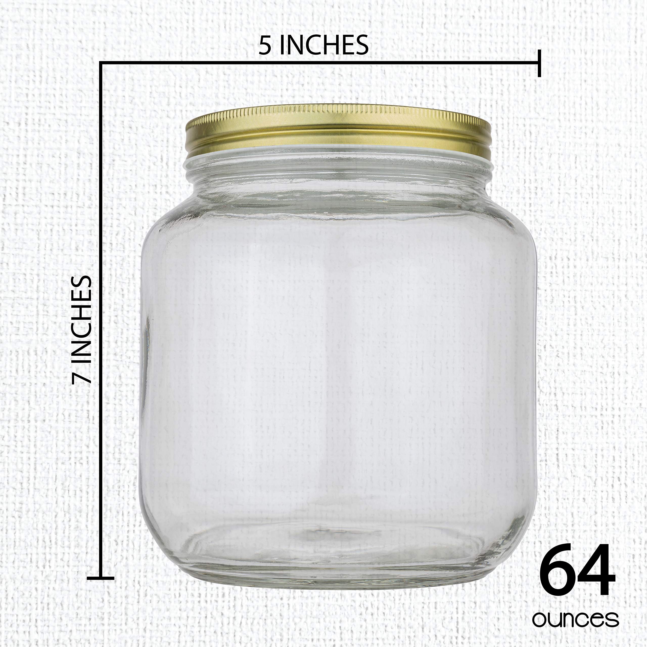 kitchentoolz Half Gallon Mason Jar Wide Mouth with Airtight Metal Lid - Safe for Fermenting Kombucha Kefir - Curing Pickling, Storing and Canning - BPA-Free Dishwasher Safe - Like New