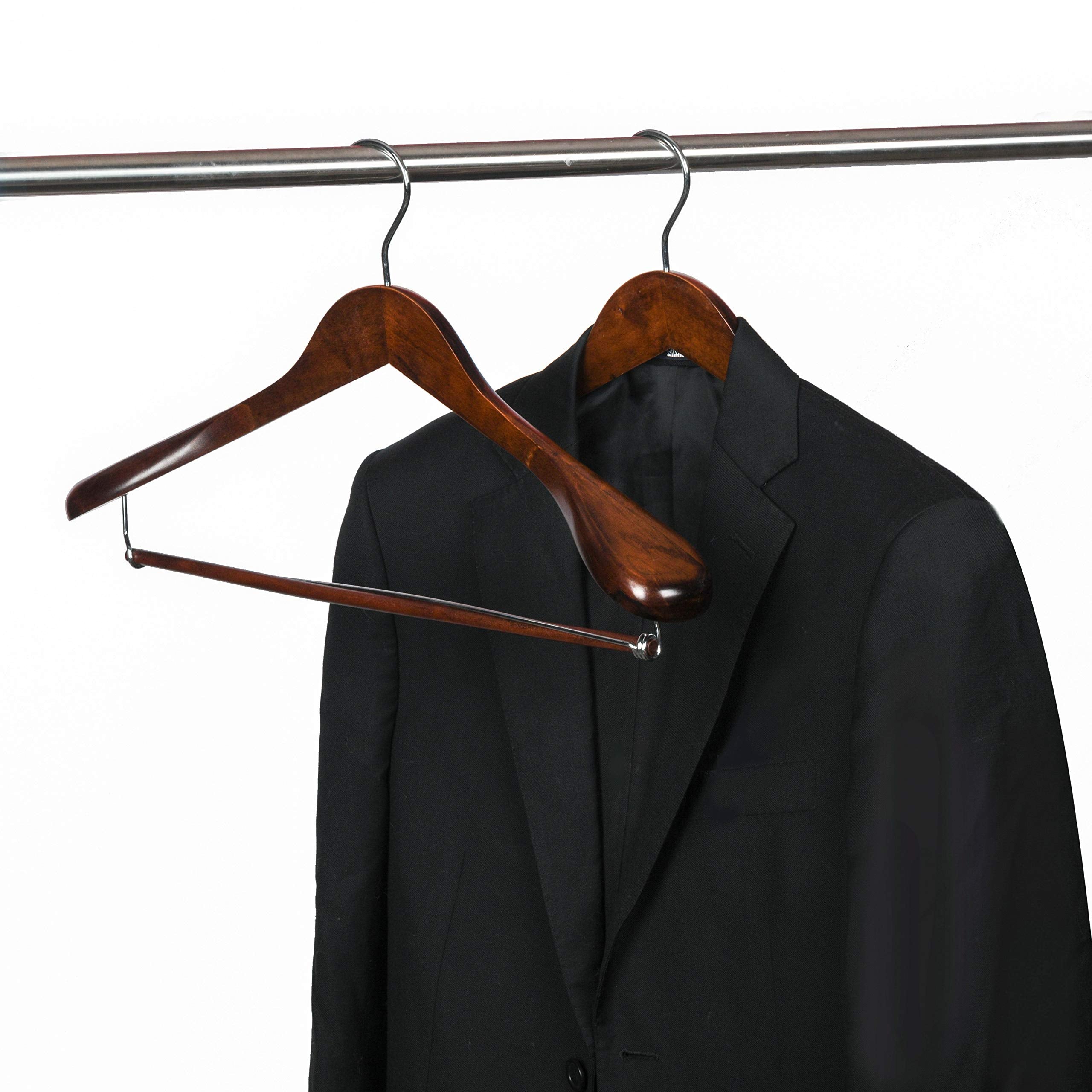 Quality Luxury Wooden Suit Hangers Wide Wood Hanger for Coats and Pants Retro Finish - Like New